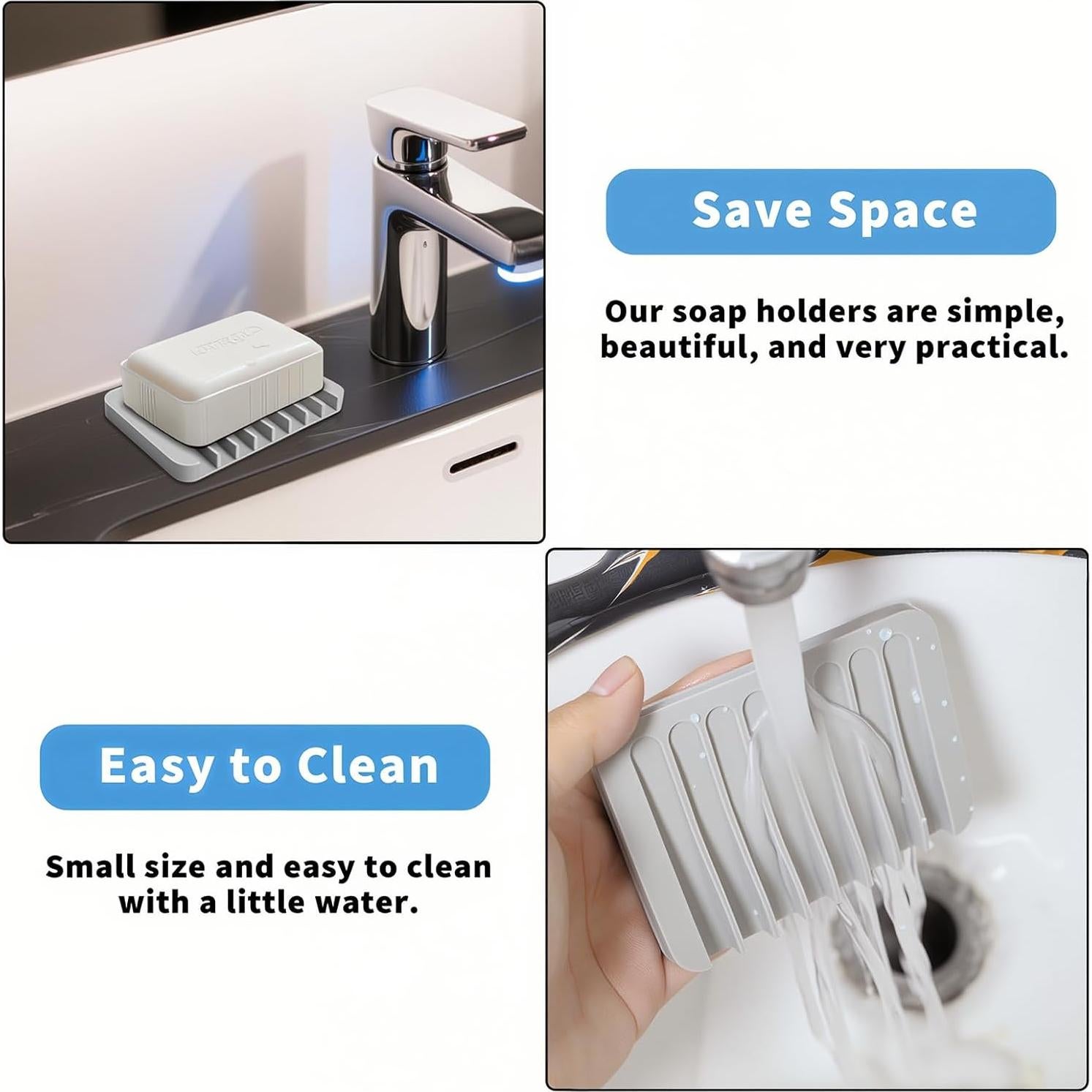 Juego de 2 Platos de Jabón Autodrenantes Eduftis - Silicona