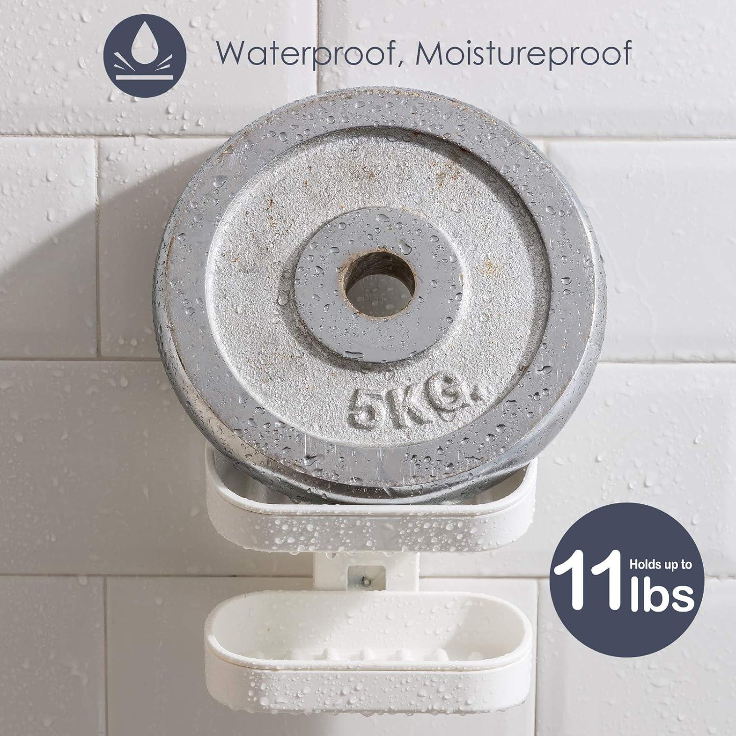 Soporte de Jabón Doble Capa TAILI con Ventosa Blanco 14.7x9.4cm