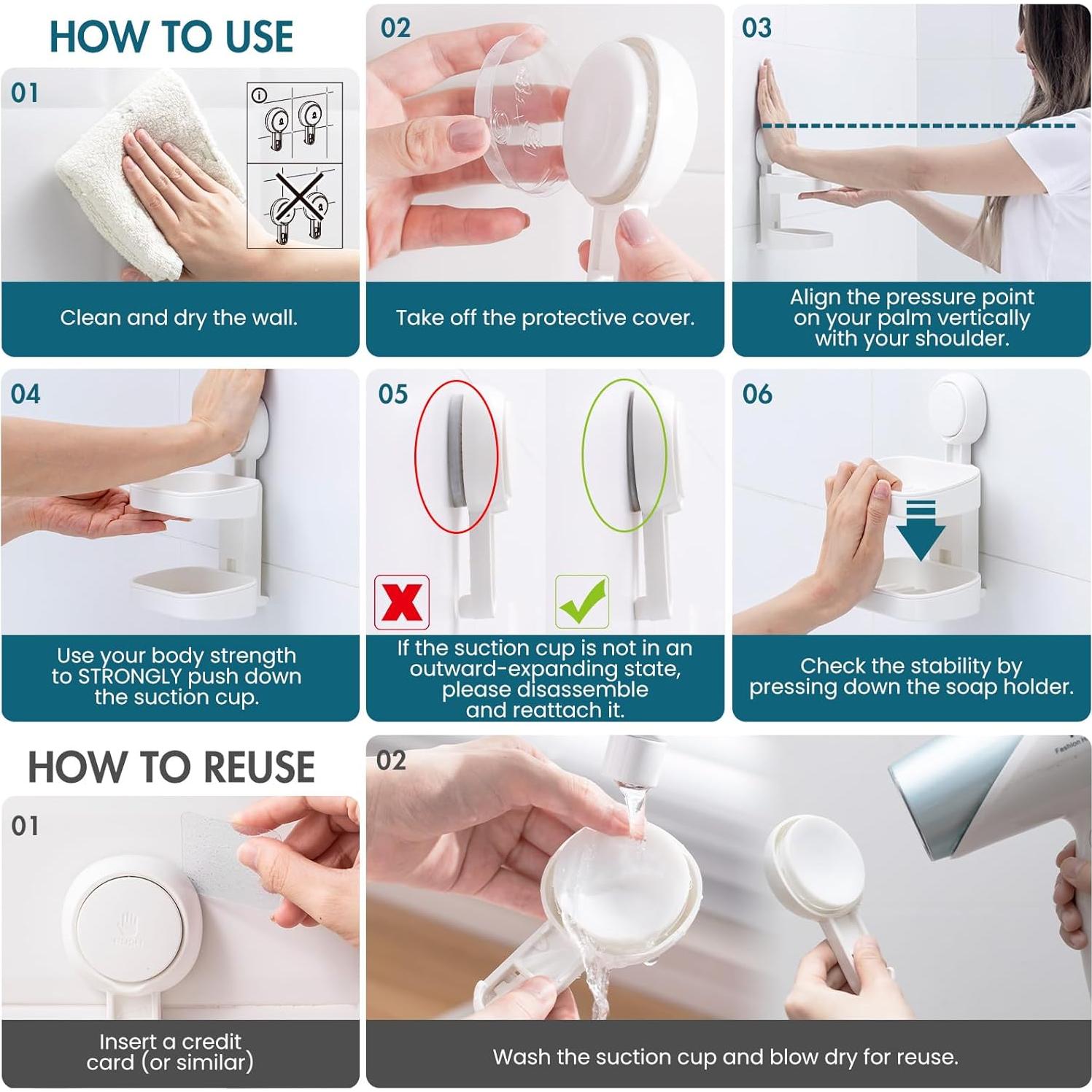 Soporte de Jabón Doble Capa TAILI con Ventosa Blanco 14.7x9.4cm