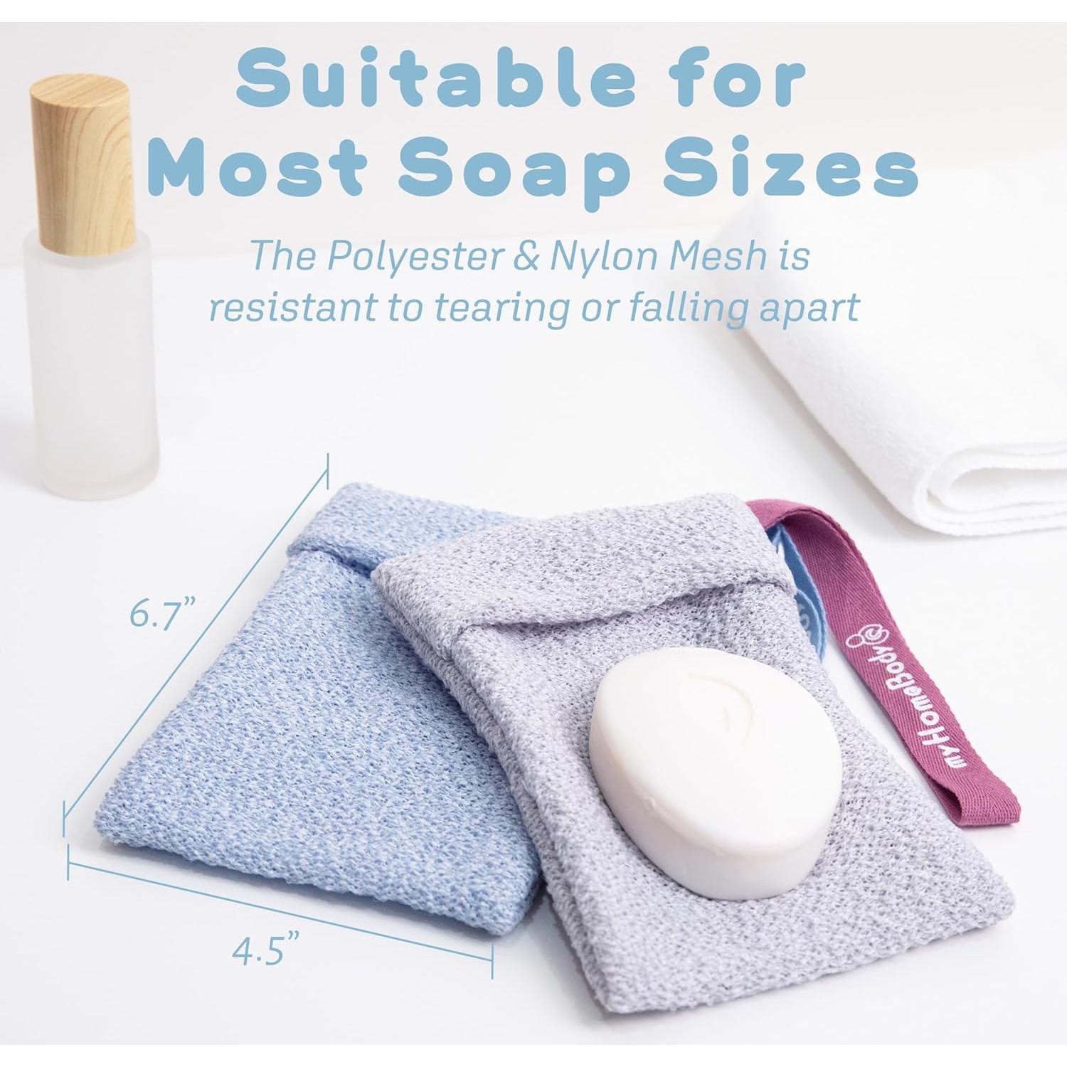 Bolsa de Jabón Exfoliante myHomeBody - Paquete de 2, Azul y Gris