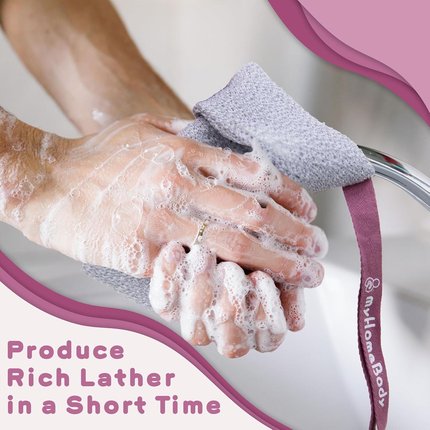 Bolsa de Jabón Exfoliante myHomeBody - Paquete de 2, Azul y Gris