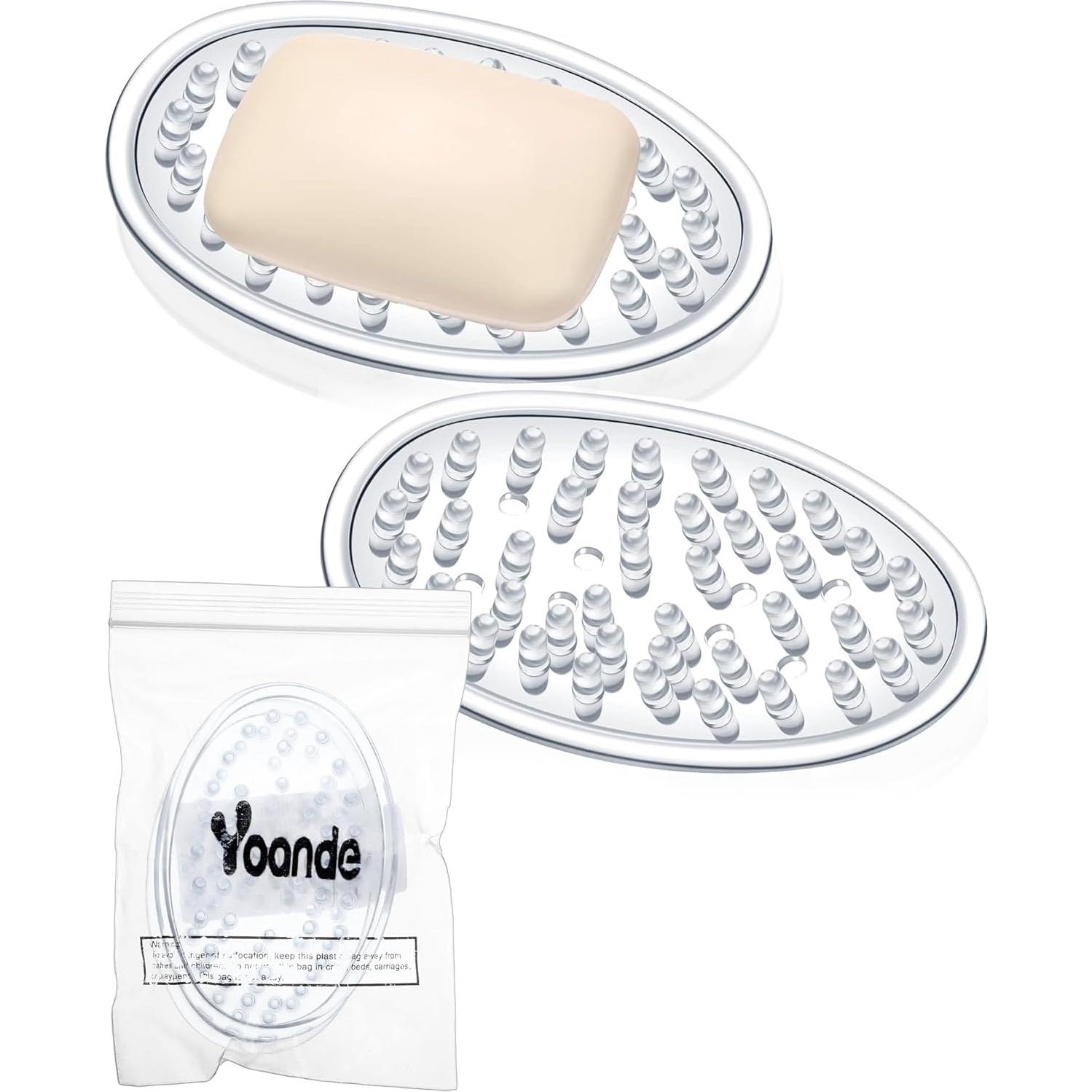 Soporte de Jabón de Plástico Transparente Yoande - 2 Pcs