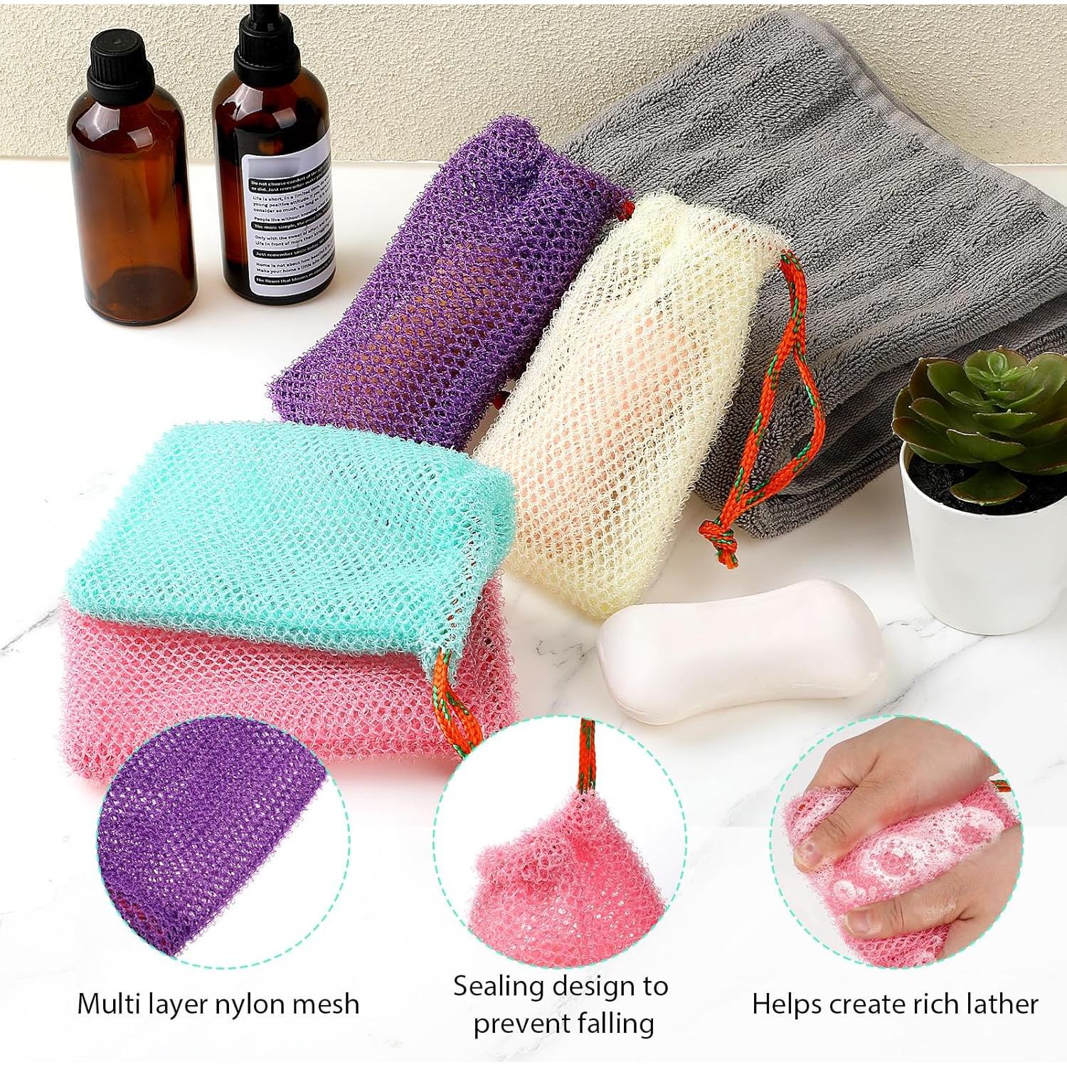 Paquete de 4 Bolsas Ahorra Jabón Sliverdew Exfoliantes 14x9cm