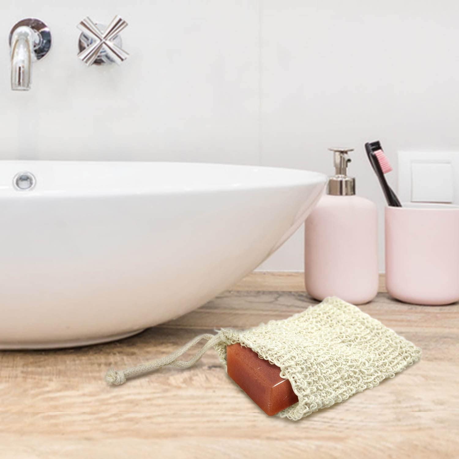 Bolsa Exfoliante para Jabón Sisal Natural - Paquete de 7 Piezas