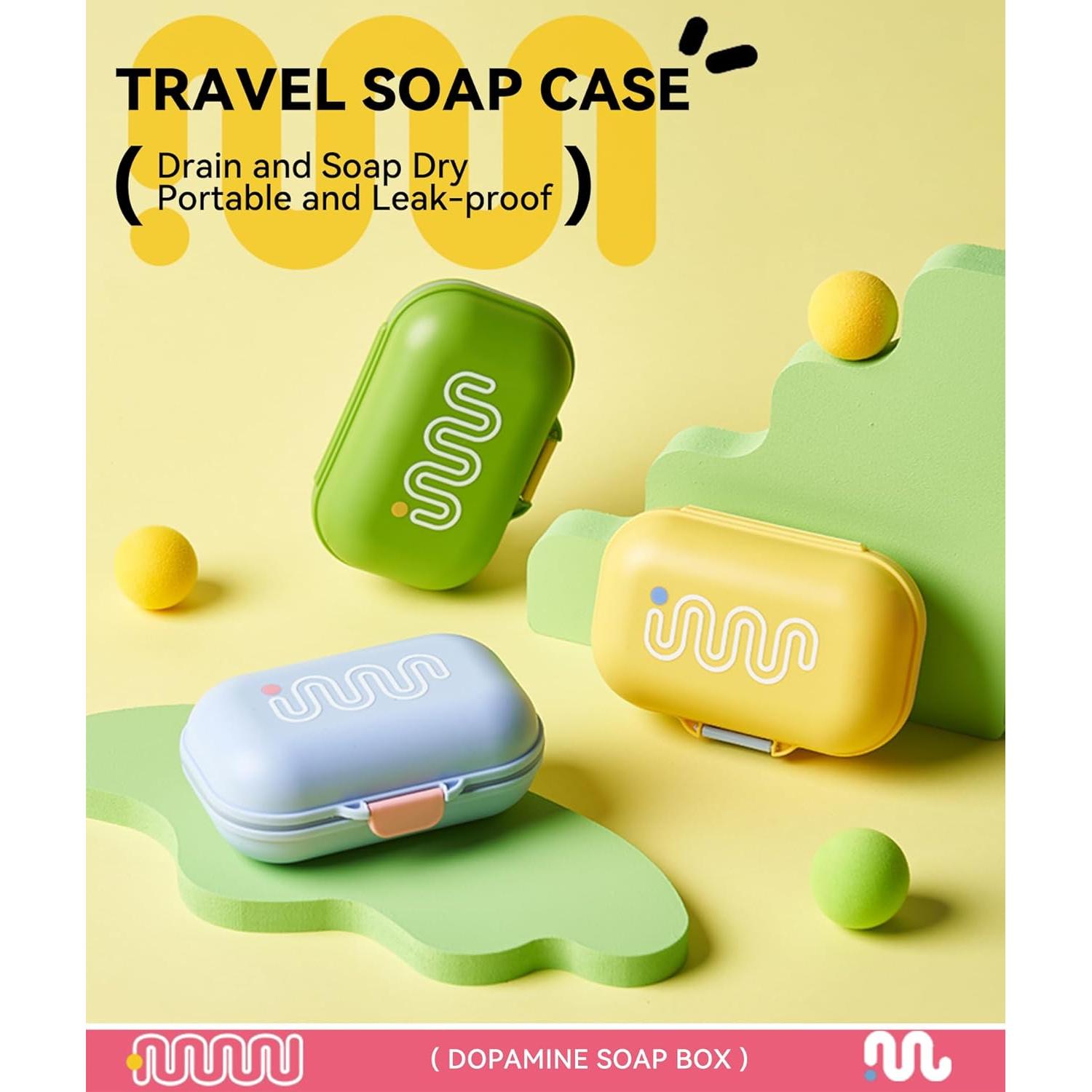 Estuche de Jabón de Viaje PEISAINOX Verde a Prueba de Fugas