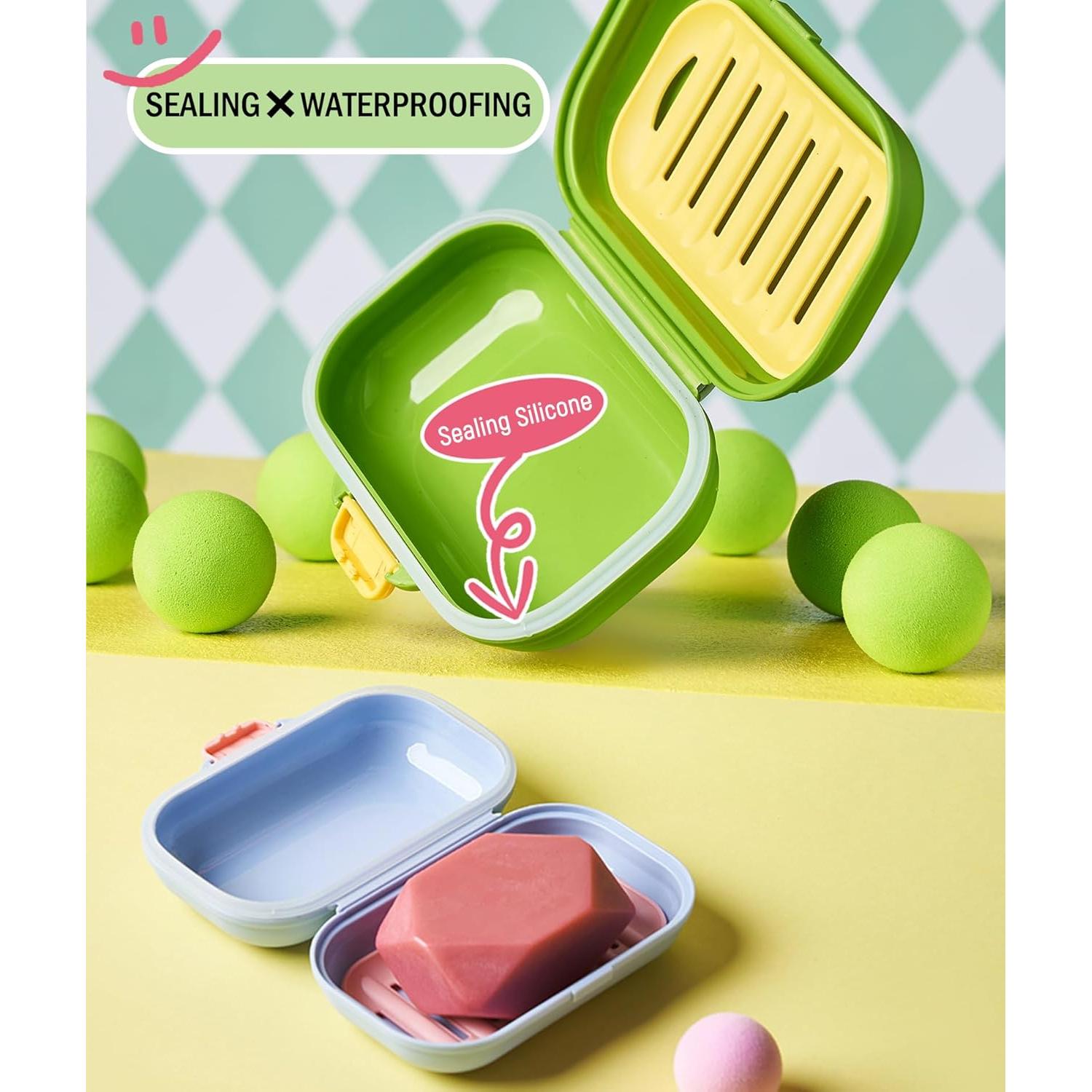 Estuche de Jabón de Viaje PEISAINOX Verde a Prueba de Fugas