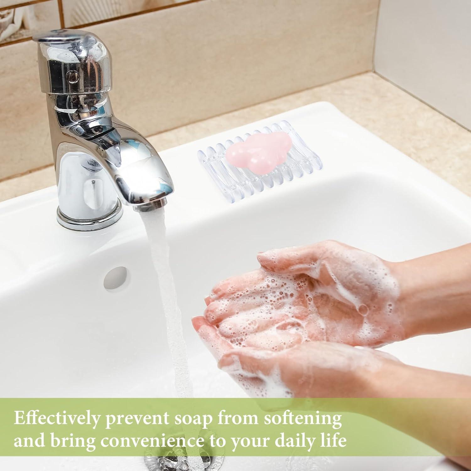 Soporte de Jabón Transparente CHENGU 4 Piezas Drenaje Baño