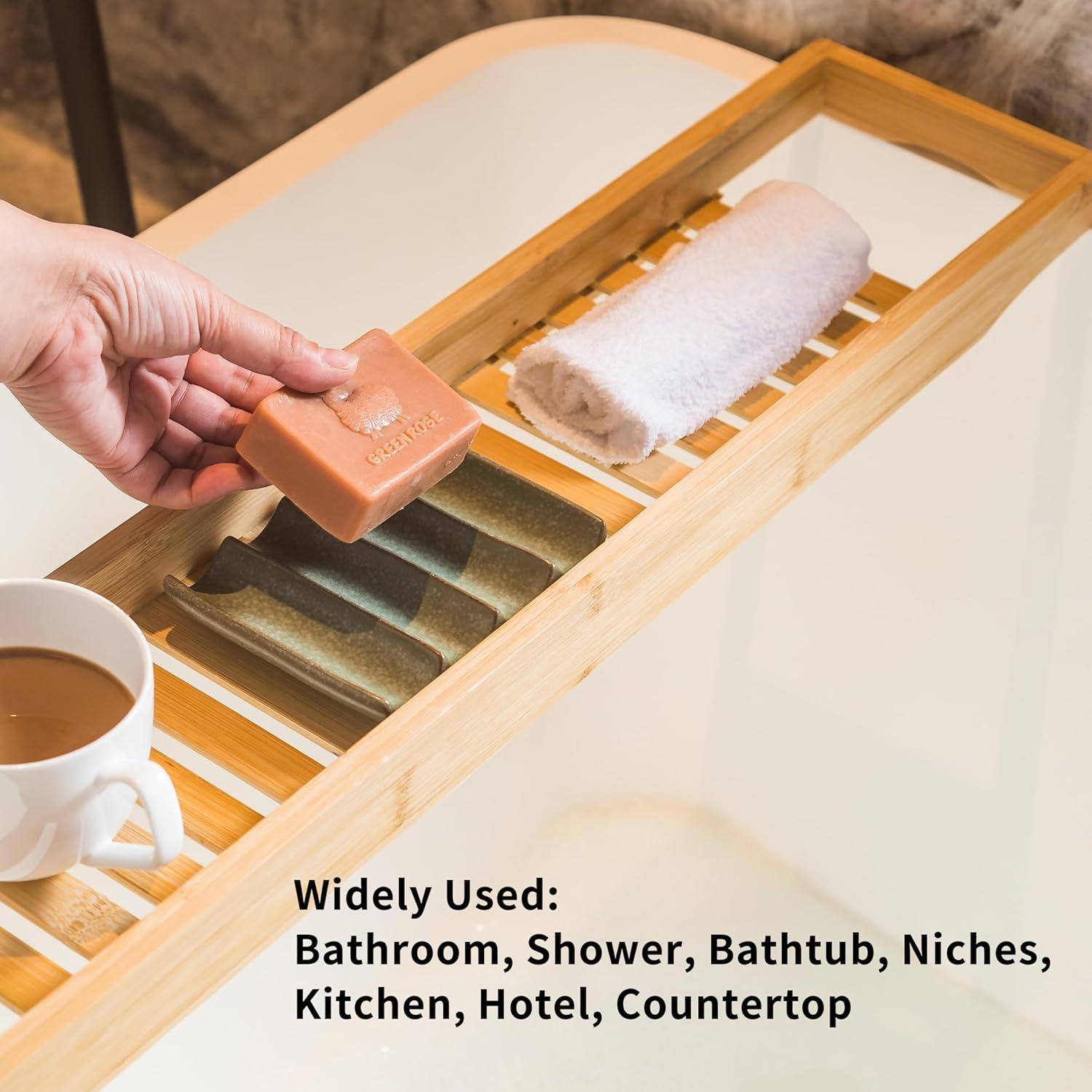 Plato de Jabón Cerámica Cormomu Acanalado Verde 12.7x9.9cm