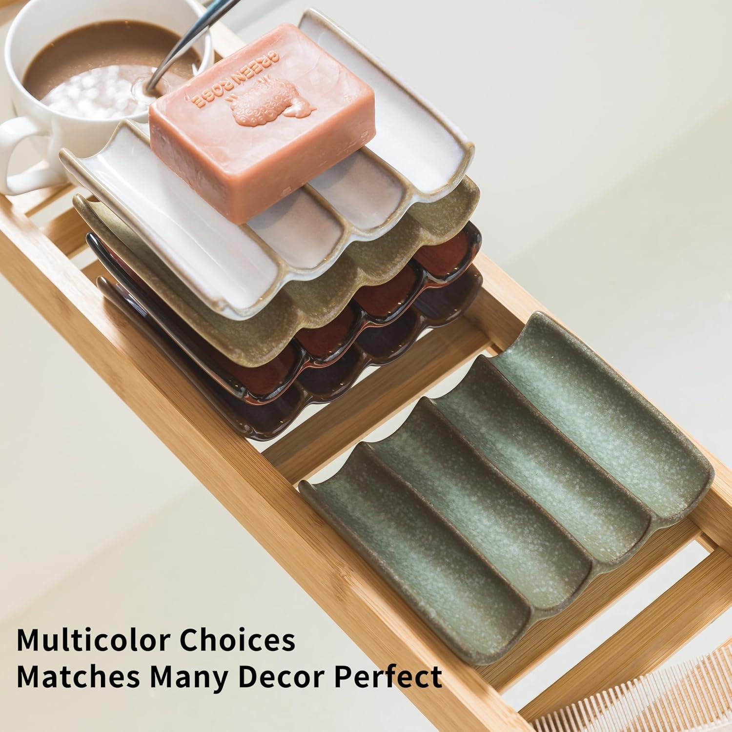 Plato de Jabón Cerámica Cormomu Acanalado Verde 12.7x9.9cm