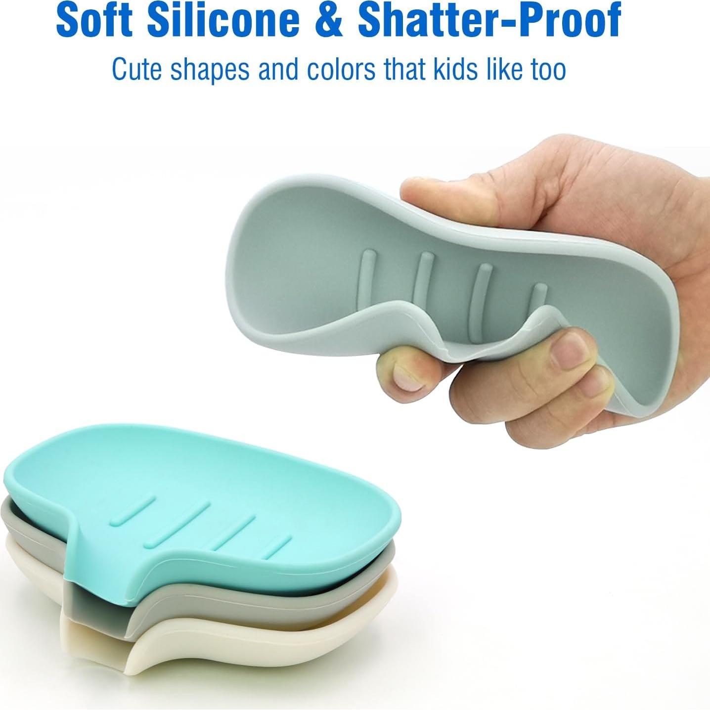 Paquete de 3 platos de jabón de silicona AIMAIAIMAI - Drenaje