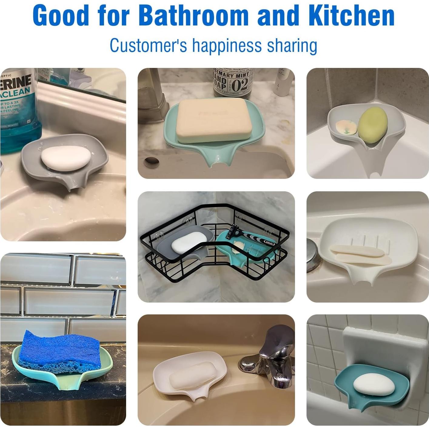 Paquete de 3 platos de jabón de silicona AIMAIAIMAI - Drenaje