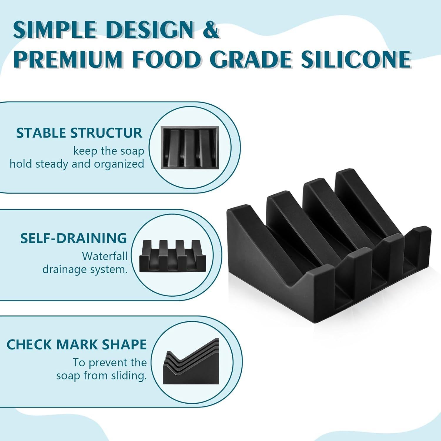 Plato de Jabón de Silicona Coipdfty Negro Autodrenante 10.99 cm