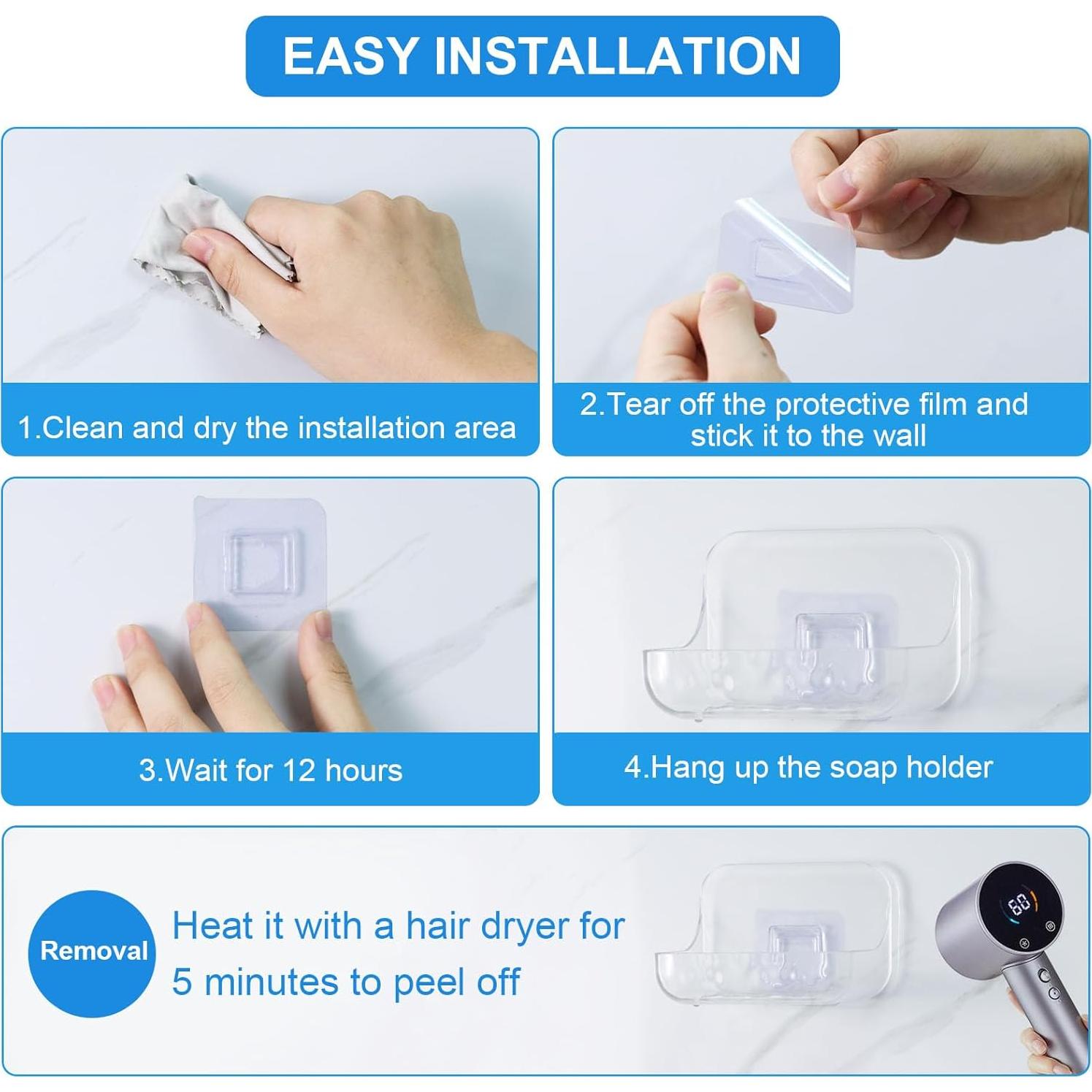Plato de Jabón Acrílico Transparente FEPTUASE 2 Pcs Autodrenante