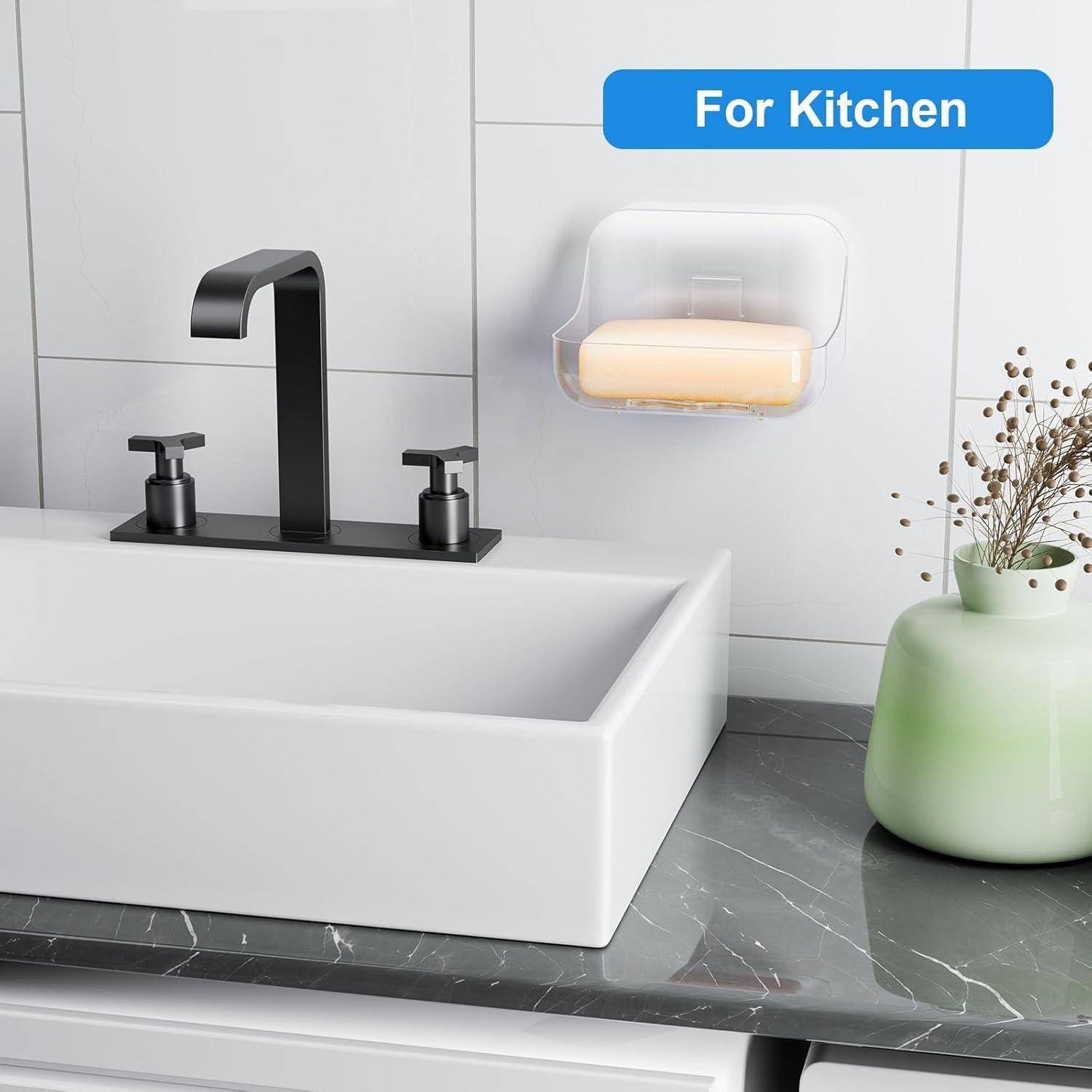 Plato de Jabón Acrílico Transparente FEPTUASE 2 Pcs Autodrenante