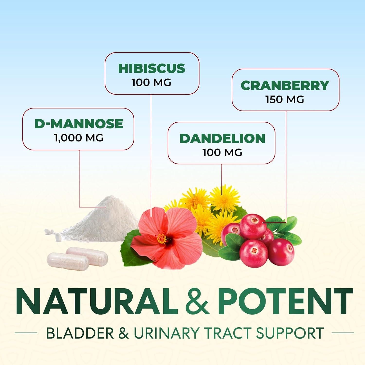 Suplemento D-Mannosa 1,350 mg Nature's Nutrition 60 Cápsulas