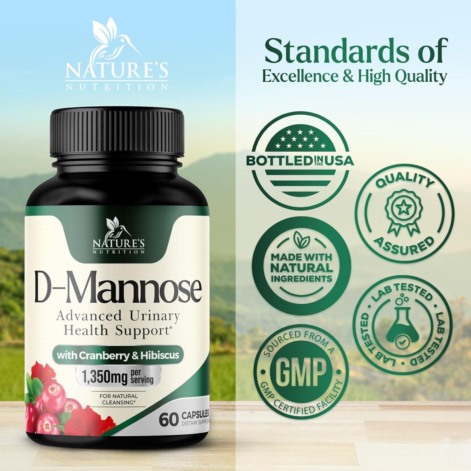 Suplemento D-Mannosa 1,350 mg Nature's Nutrition 60 Cápsulas