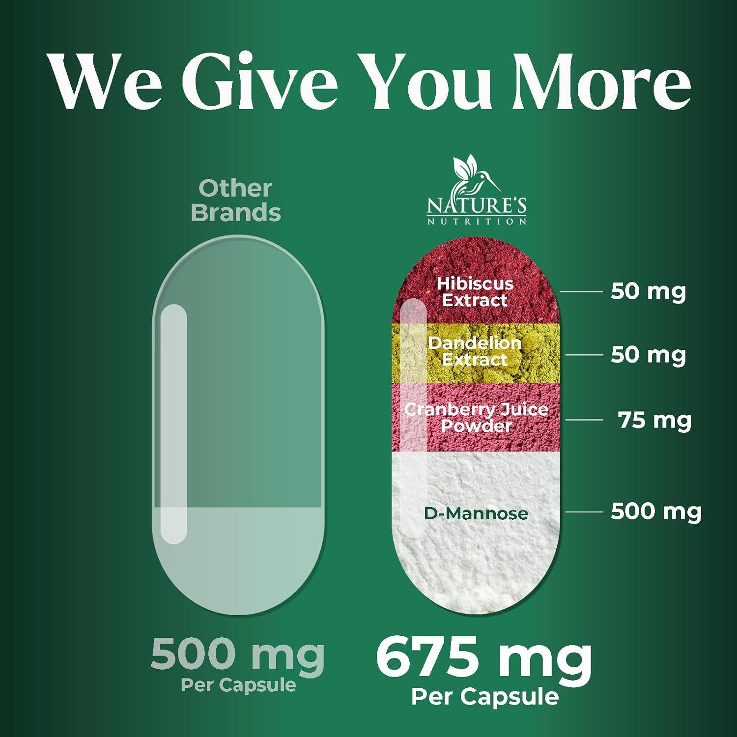 Suplemento D-Mannosa 1,350 mg Nature's Nutrition 60 Cápsulas