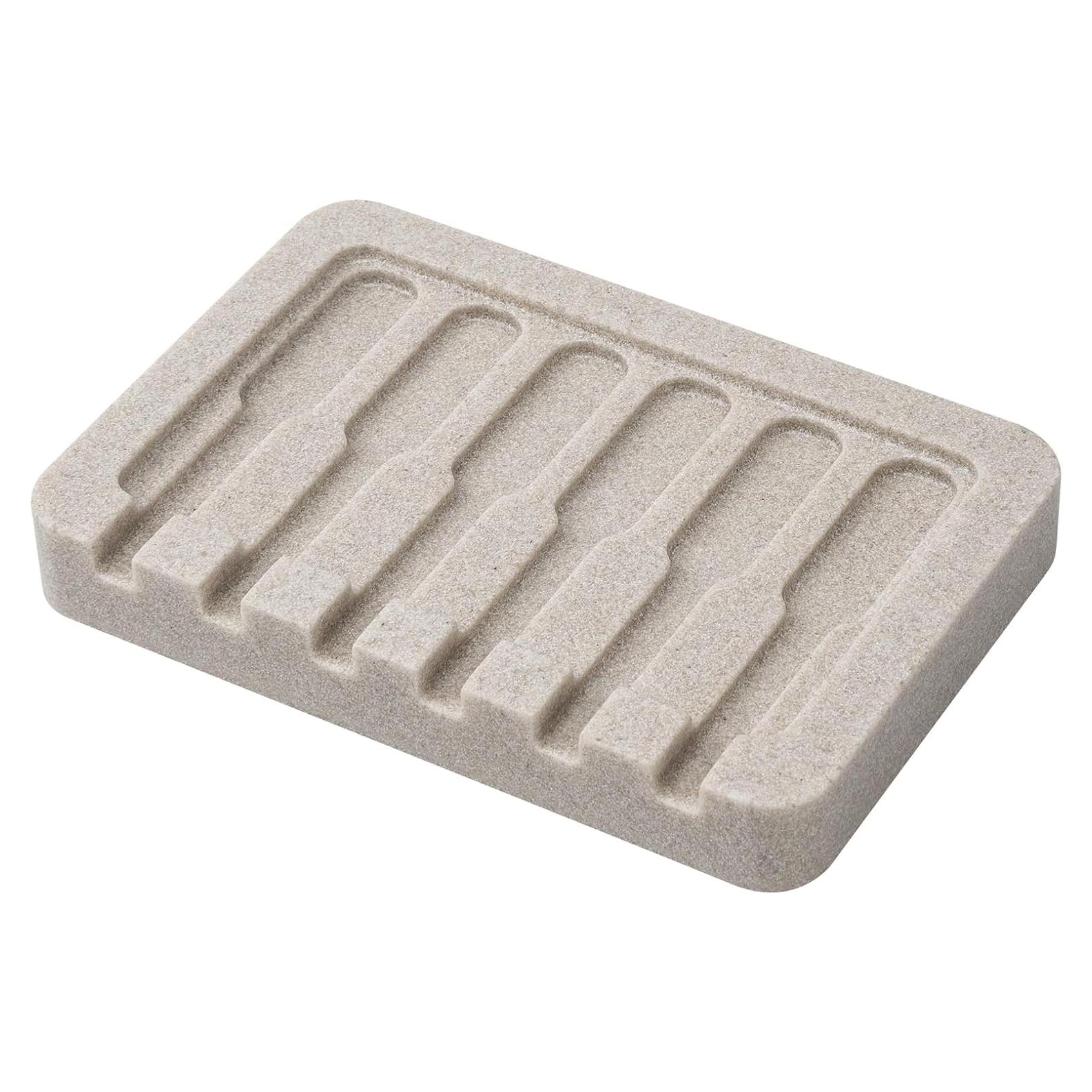 Jabonera Autodrenante UHEY HOME Beige Rectangular 13.2x8.9 cm