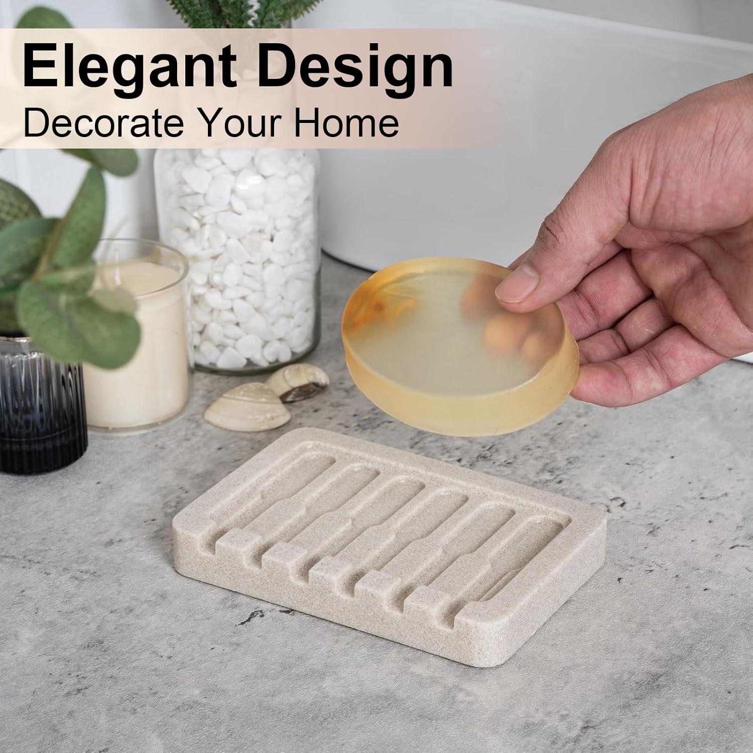 Jabonera Autodrenante UHEY HOME Beige Rectangular 13.2x8.9 cm