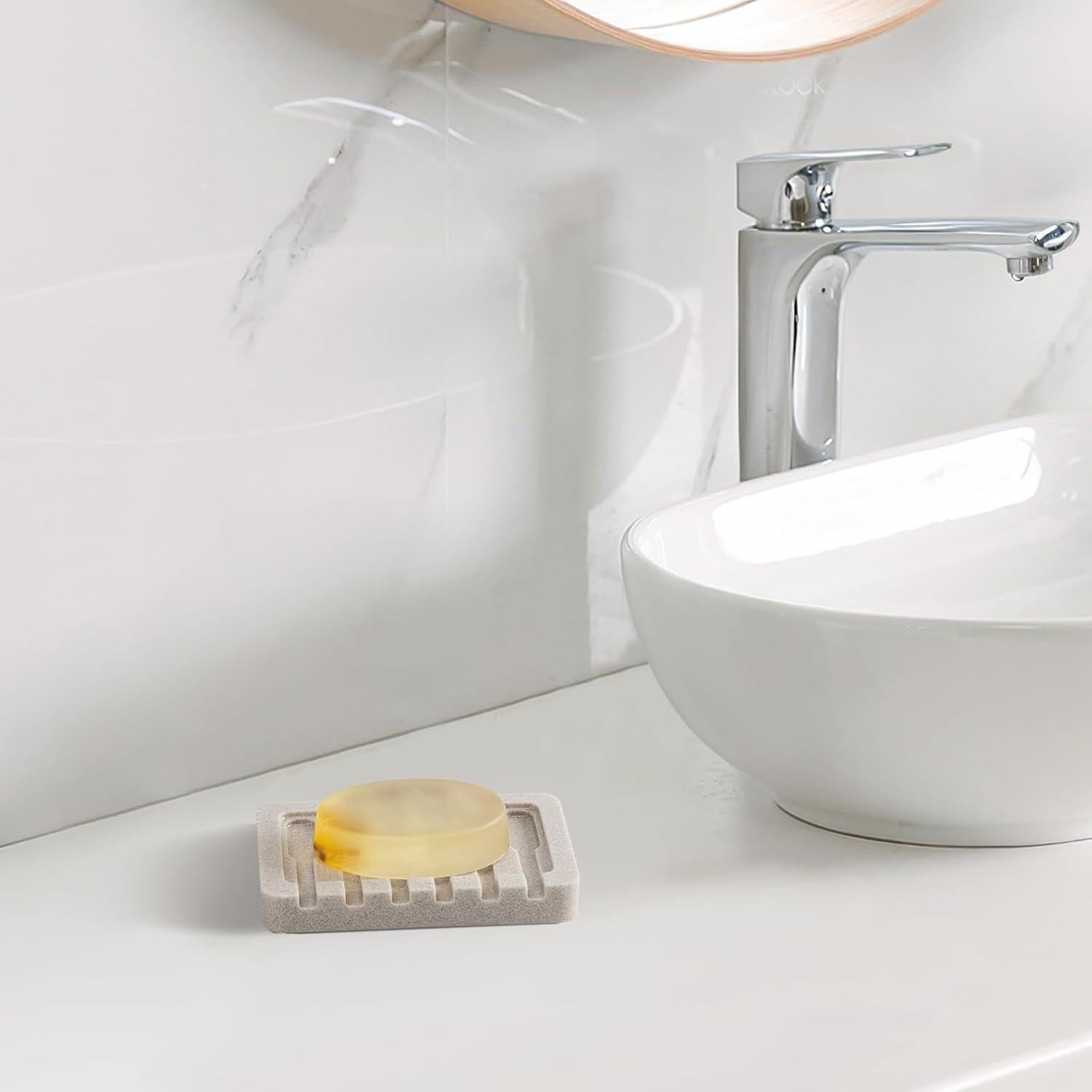 Jabonera Autodrenante UHEY HOME Beige Rectangular 13.2x8.9 cm