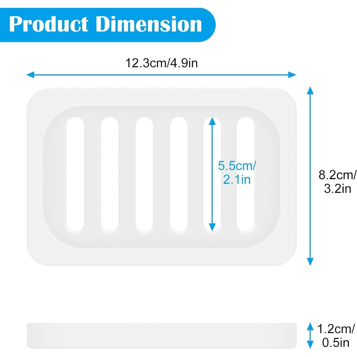 Topsky 2Pcs Soap Dish Holder, Non-Slip Bathroom Accessories Silicone Soap Case Saver, Sink Deck Bathtub Shower Dish Soap Drainer, Silicone Holder for Soap, Sponges, Scrubber (White-2pcs)