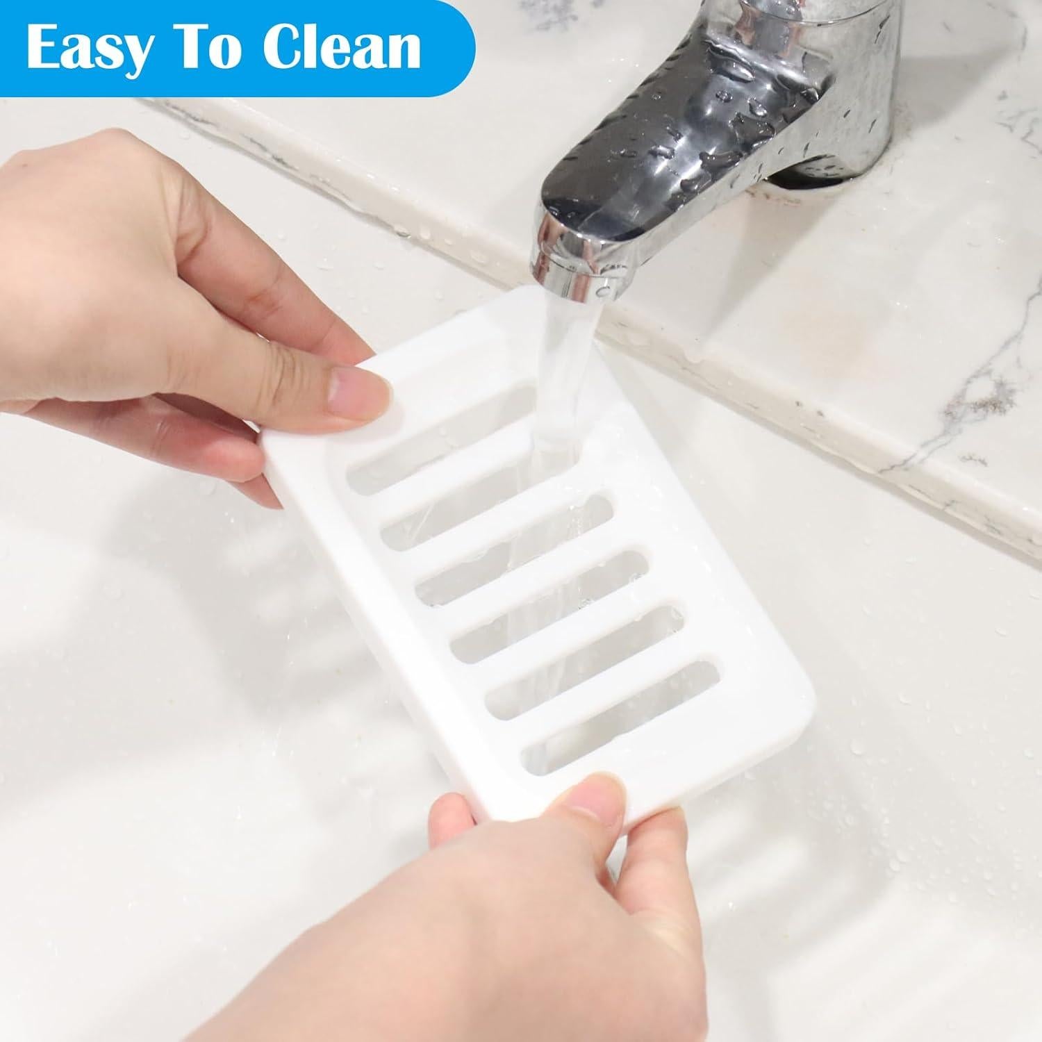 Topsky 2Pcs Soap Dish Holder, Non-Slip Bathroom Accessories Silicone Soap Case Saver, Sink Deck Bathtub Shower Dish Soap Drainer, Silicone Holder for Soap, Sponges, Scrubber (White-2pcs)