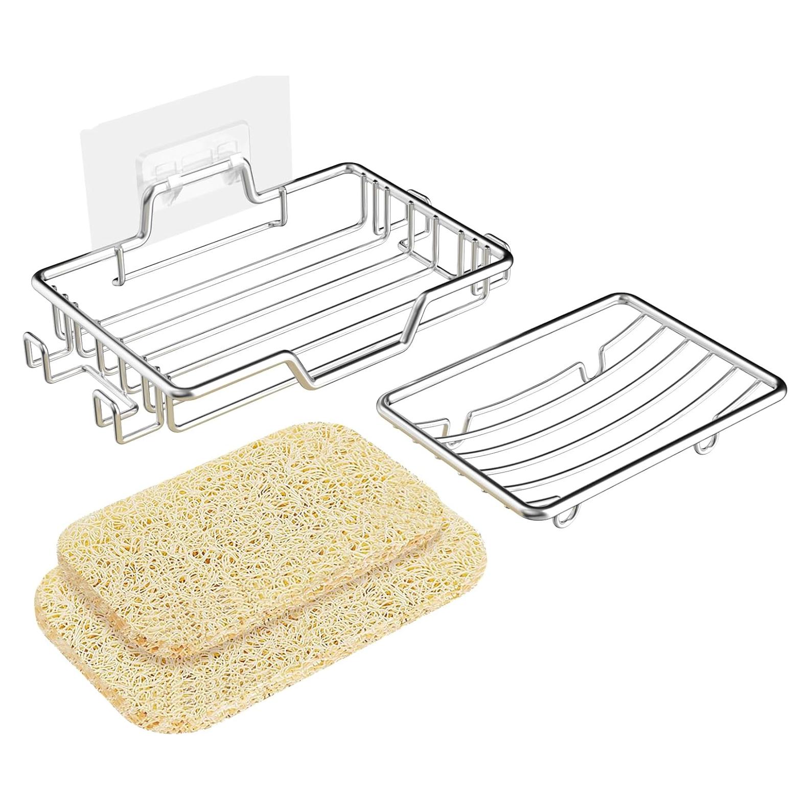 Soporte de Jabón Adhesivo Genérico Acero Inoxidable 2 Piezas