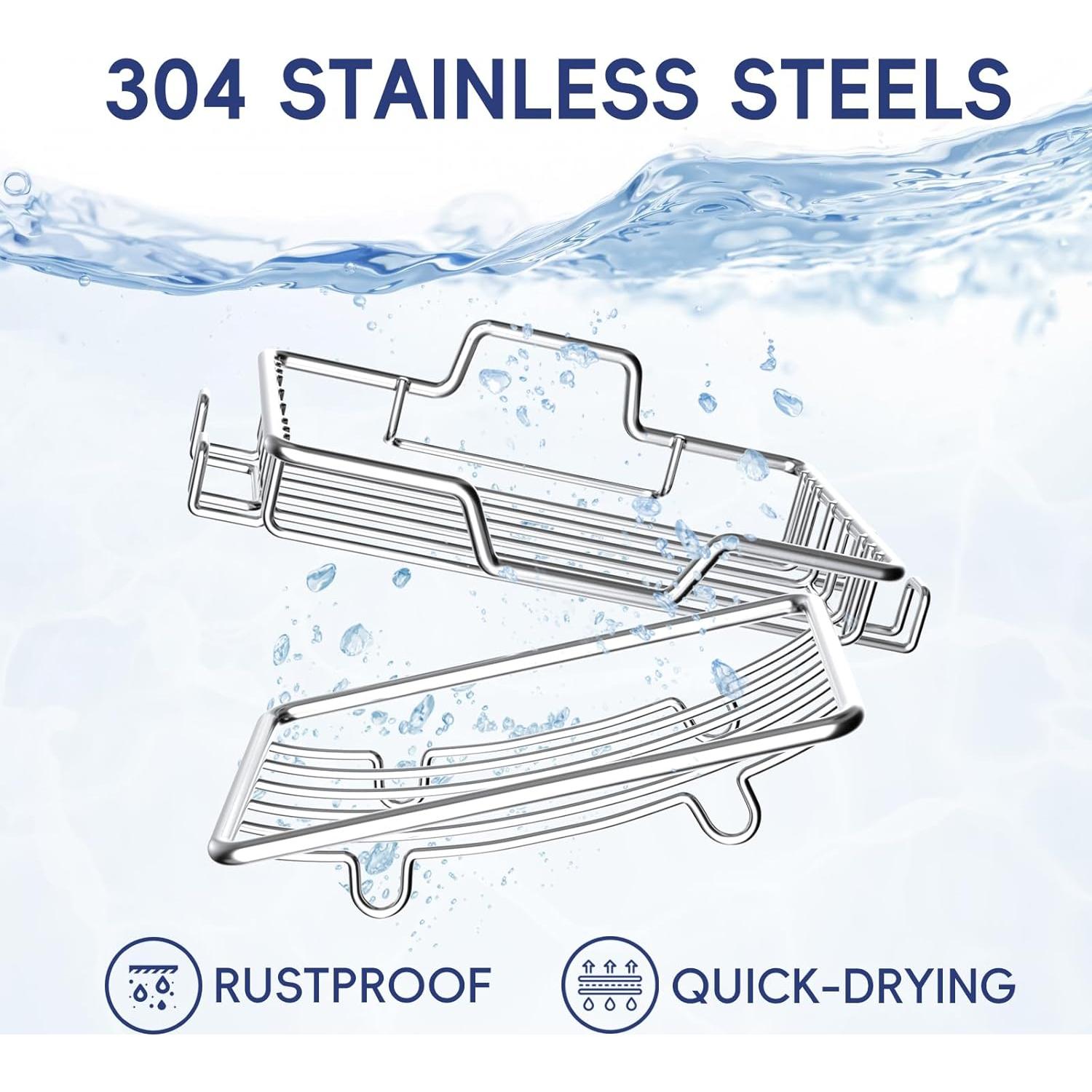 Soporte de Jabón Adhesivo Genérico Acero Inoxidable 2 Piezas