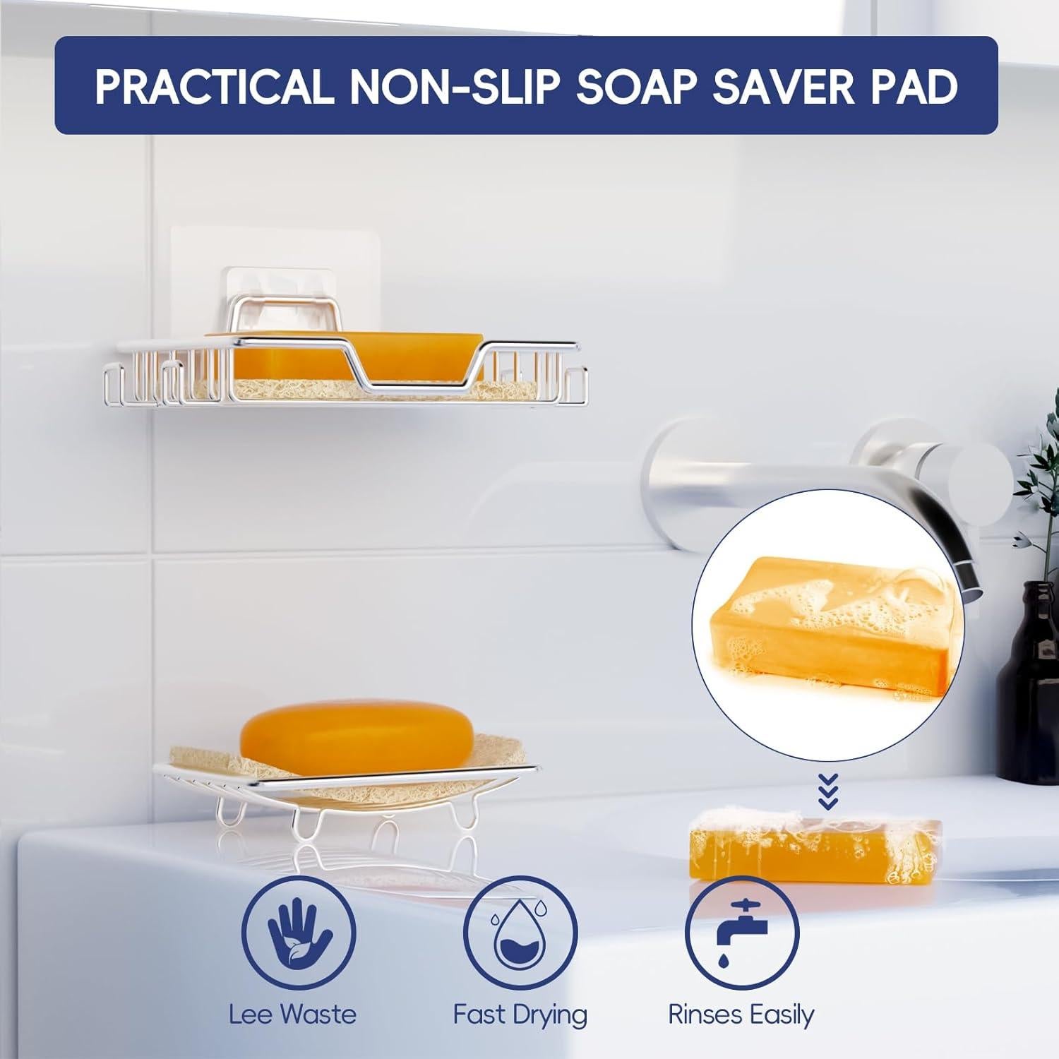 Soporte de Jabón Adhesivo Genérico Acero Inoxidable 2 Piezas