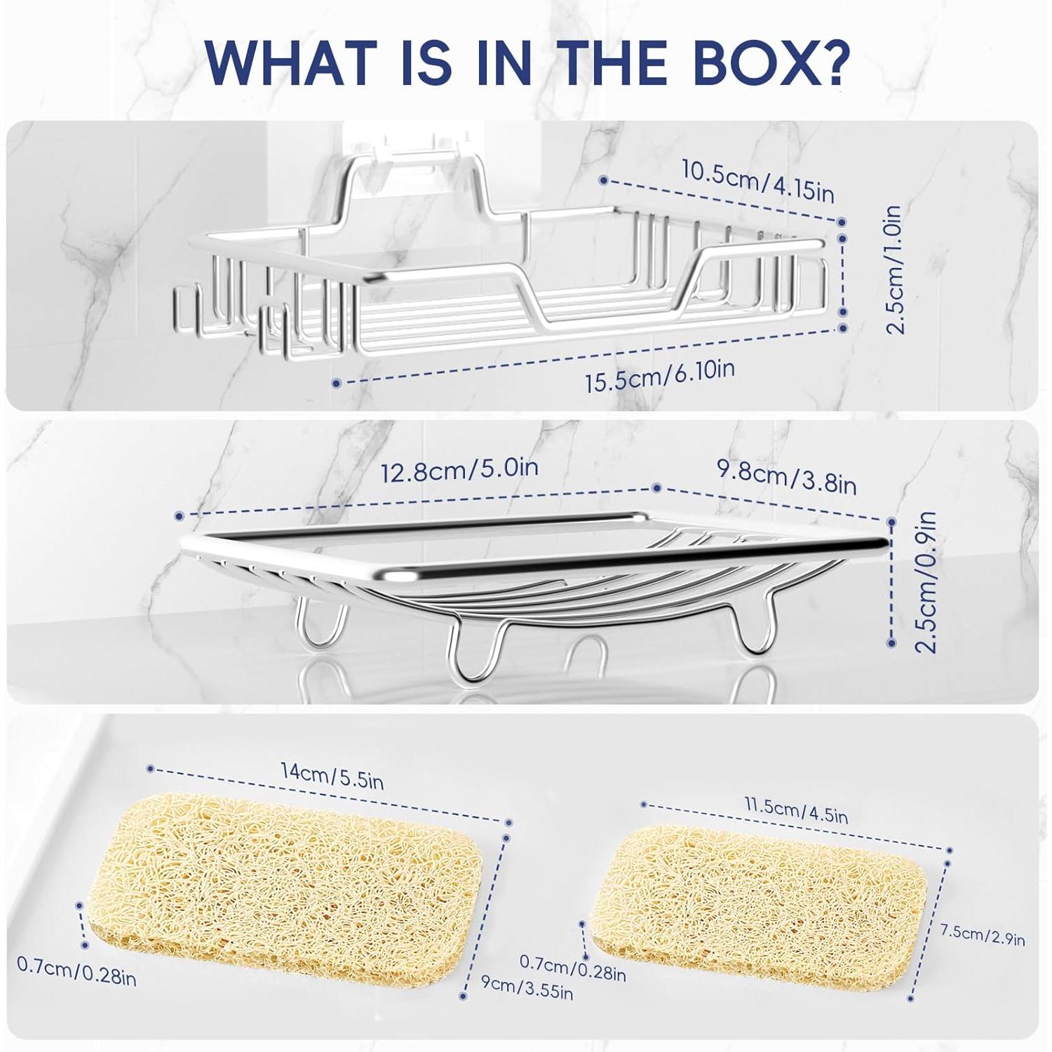 Soporte de Jabón Adhesivo Genérico Acero Inoxidable 2 Piezas