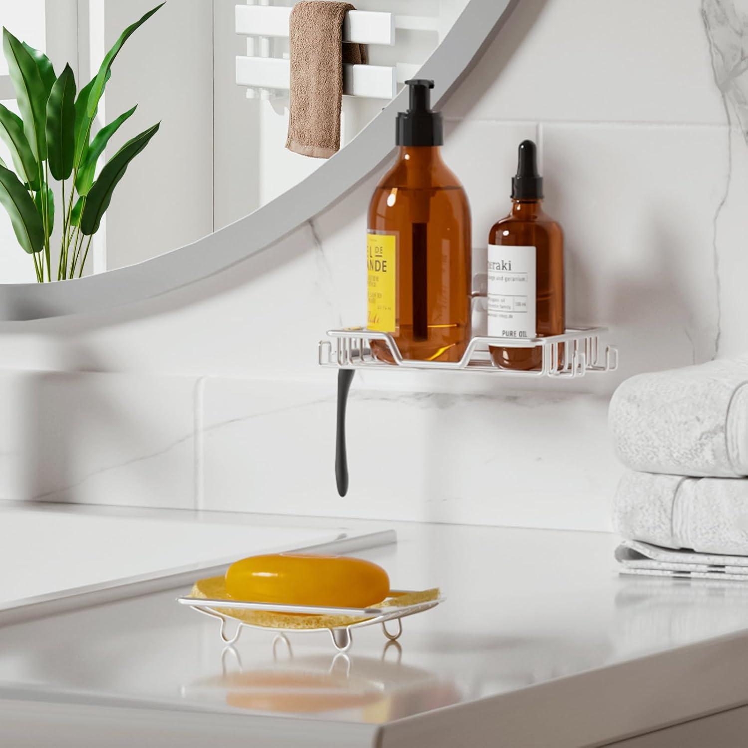 Soporte de Jabón Adhesivo Genérico Acero Inoxidable 2 Piezas