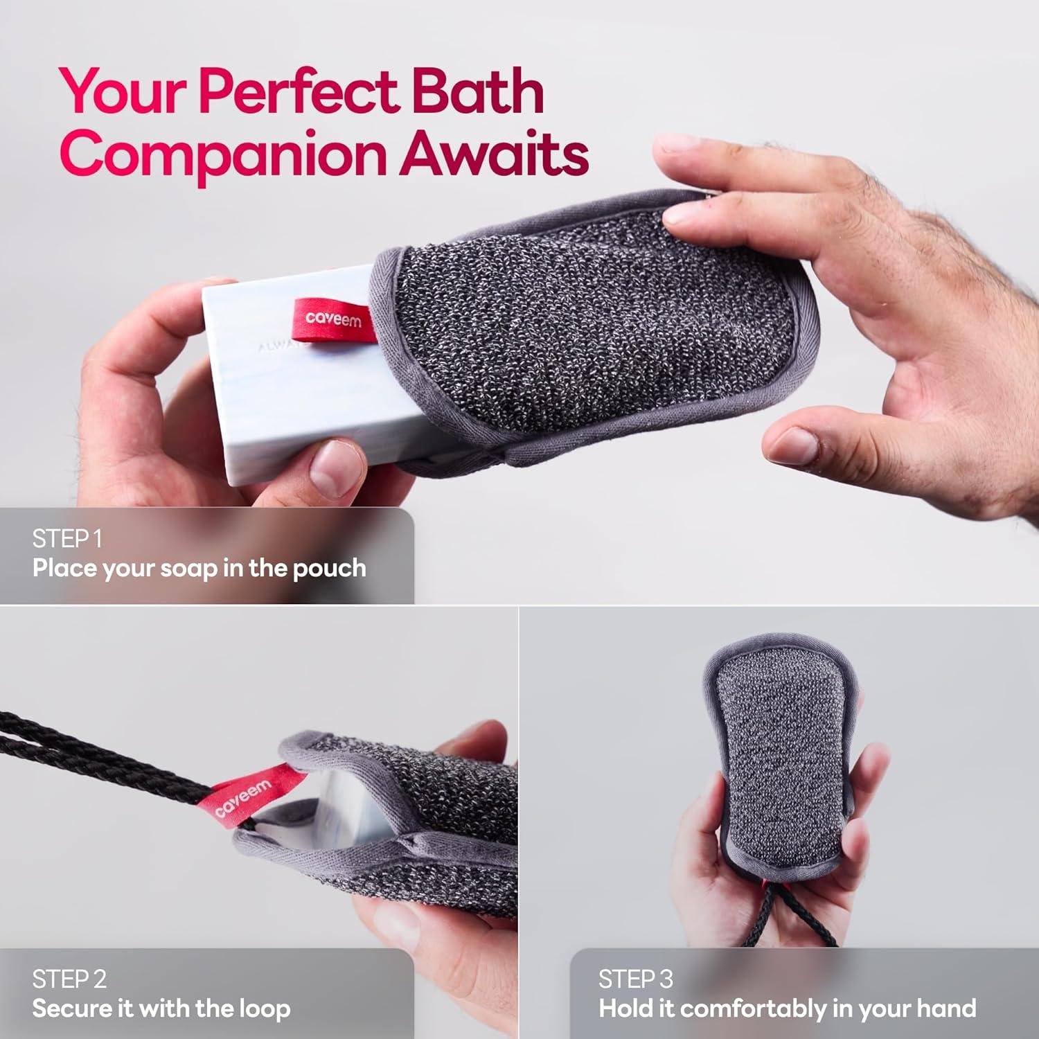 Bolsa de Jabón Exfoliación Rugosa CAVEEM 2 Piezas 21x14cm