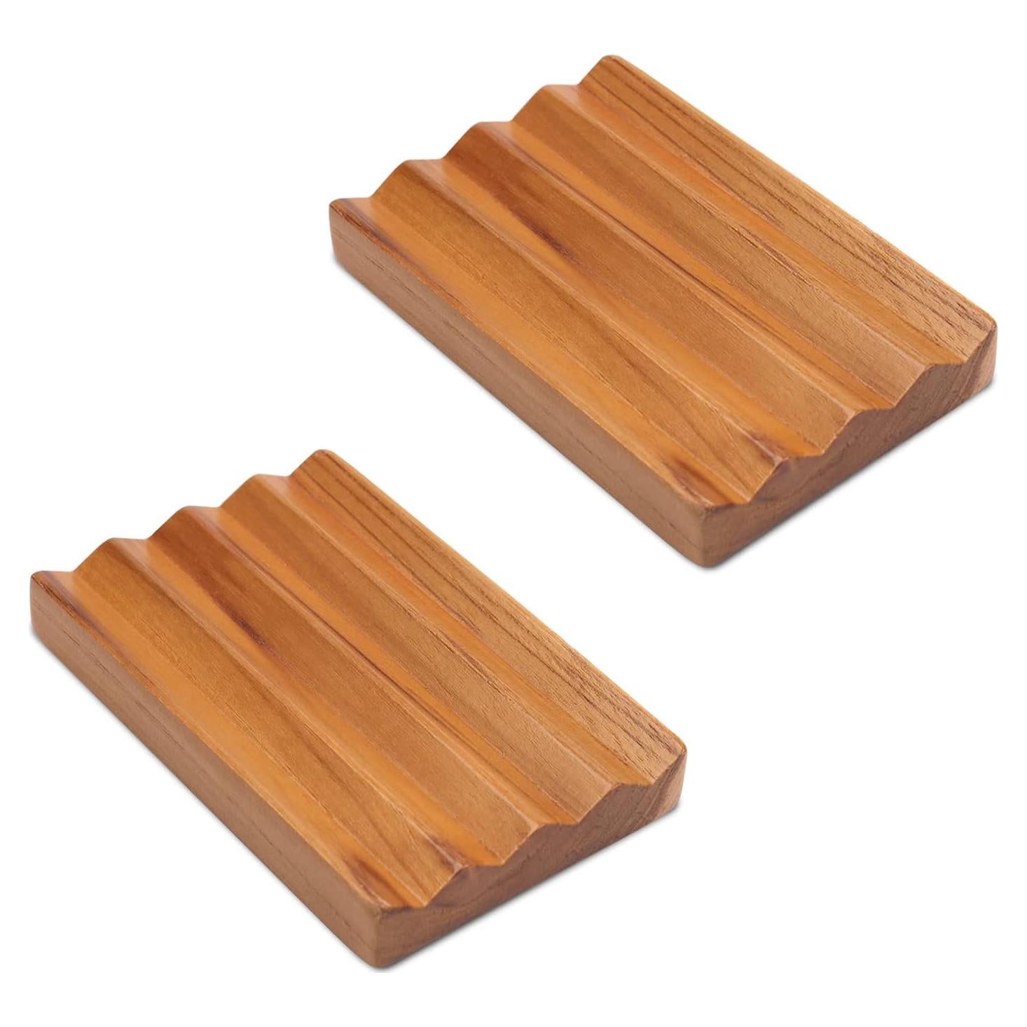 Plato de Jabón Elevado de Madera de Teca HTB - Paquete de 2