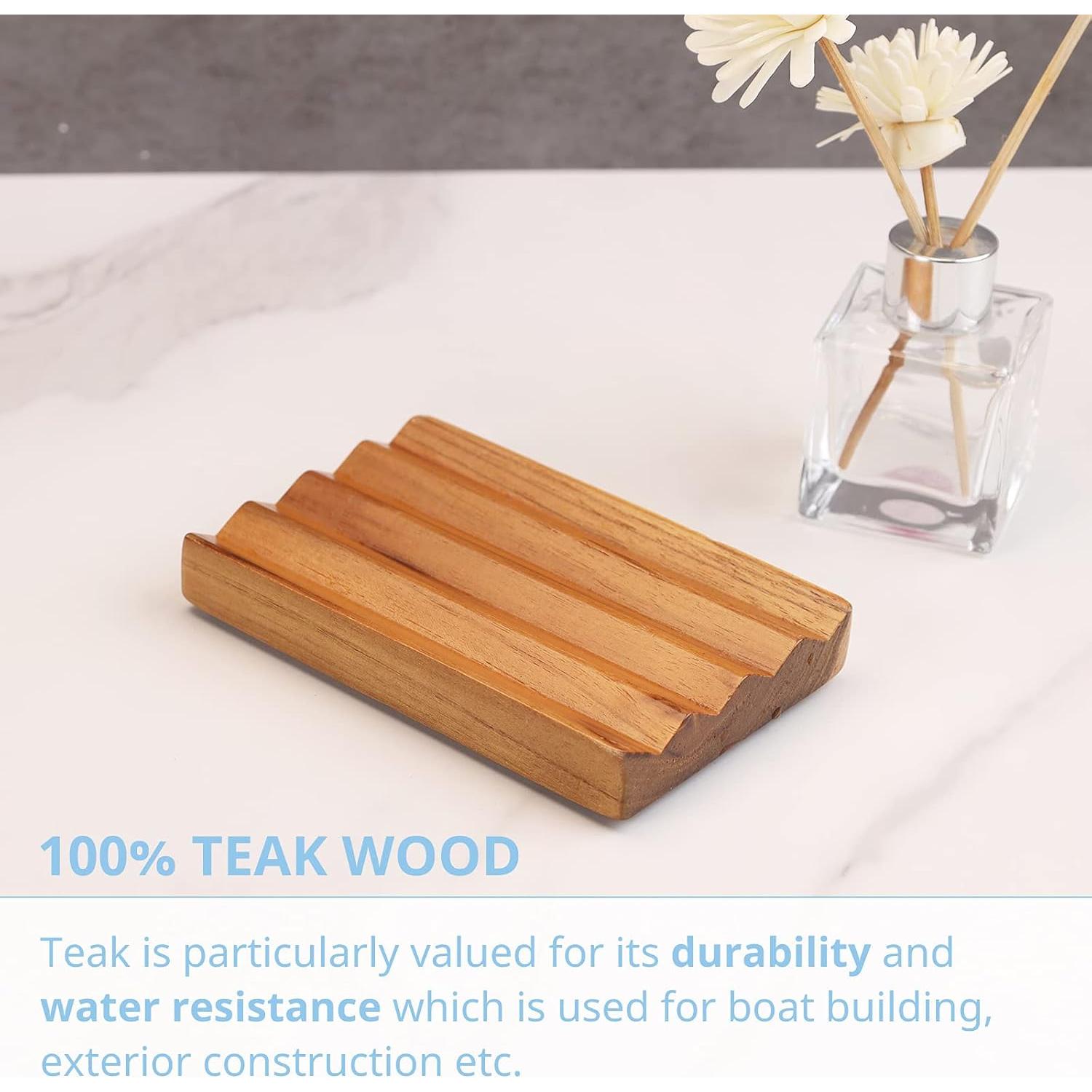 Plato de Jabón Elevado de Madera de Teca HTB - Paquete de 2