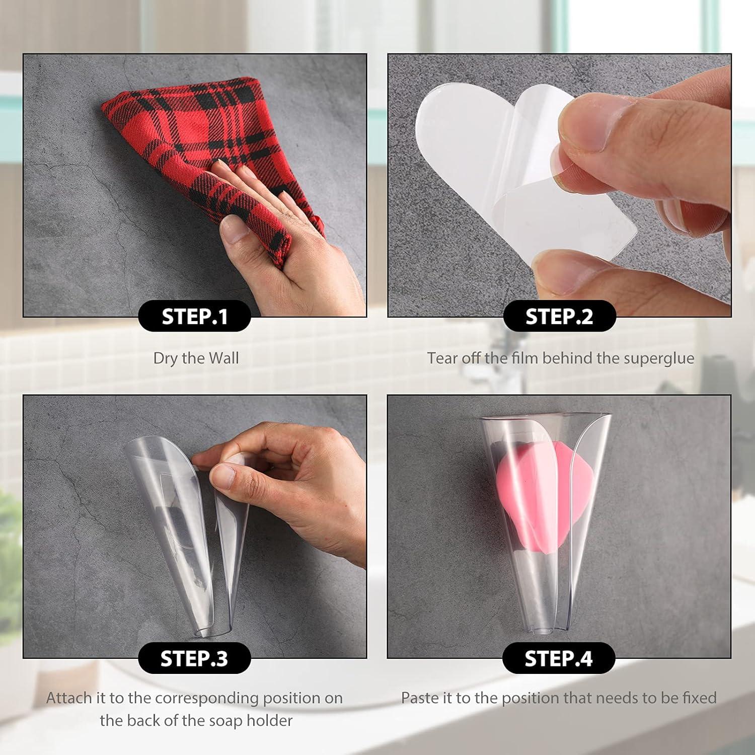 Soporte de Jabón Montado en Pared CHENGU 2 Pcs Transparente