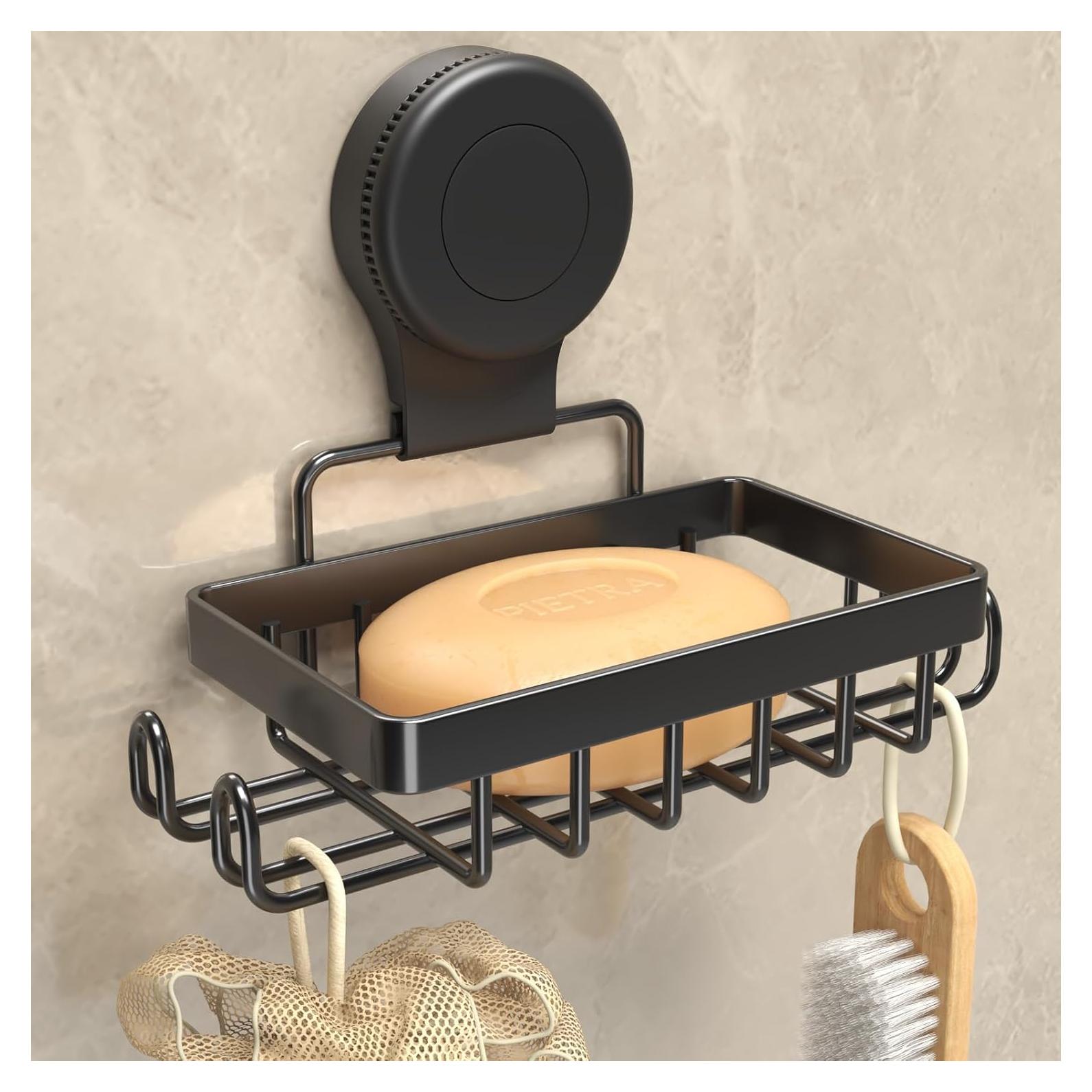 Soporte de Jabón con Ventosa Solidhouse Acero Inoxidable Negro