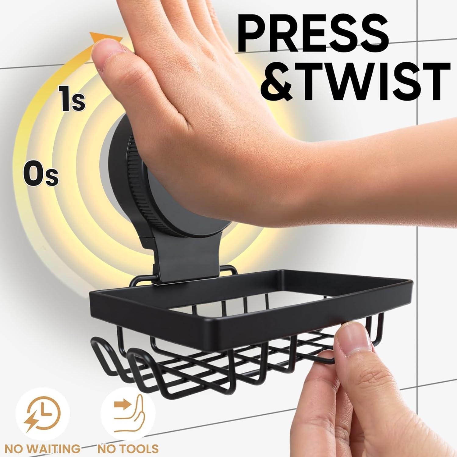 Soporte de Jabón con Ventosa Solidhouse Acero Inoxidable Negro