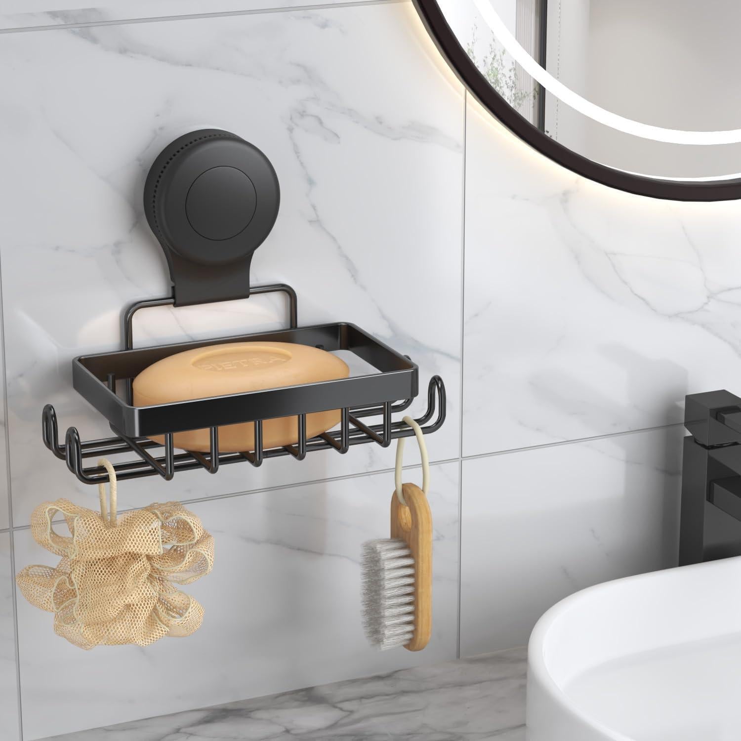 Soporte de Jabón con Ventosa Solidhouse Acero Inoxidable Negro