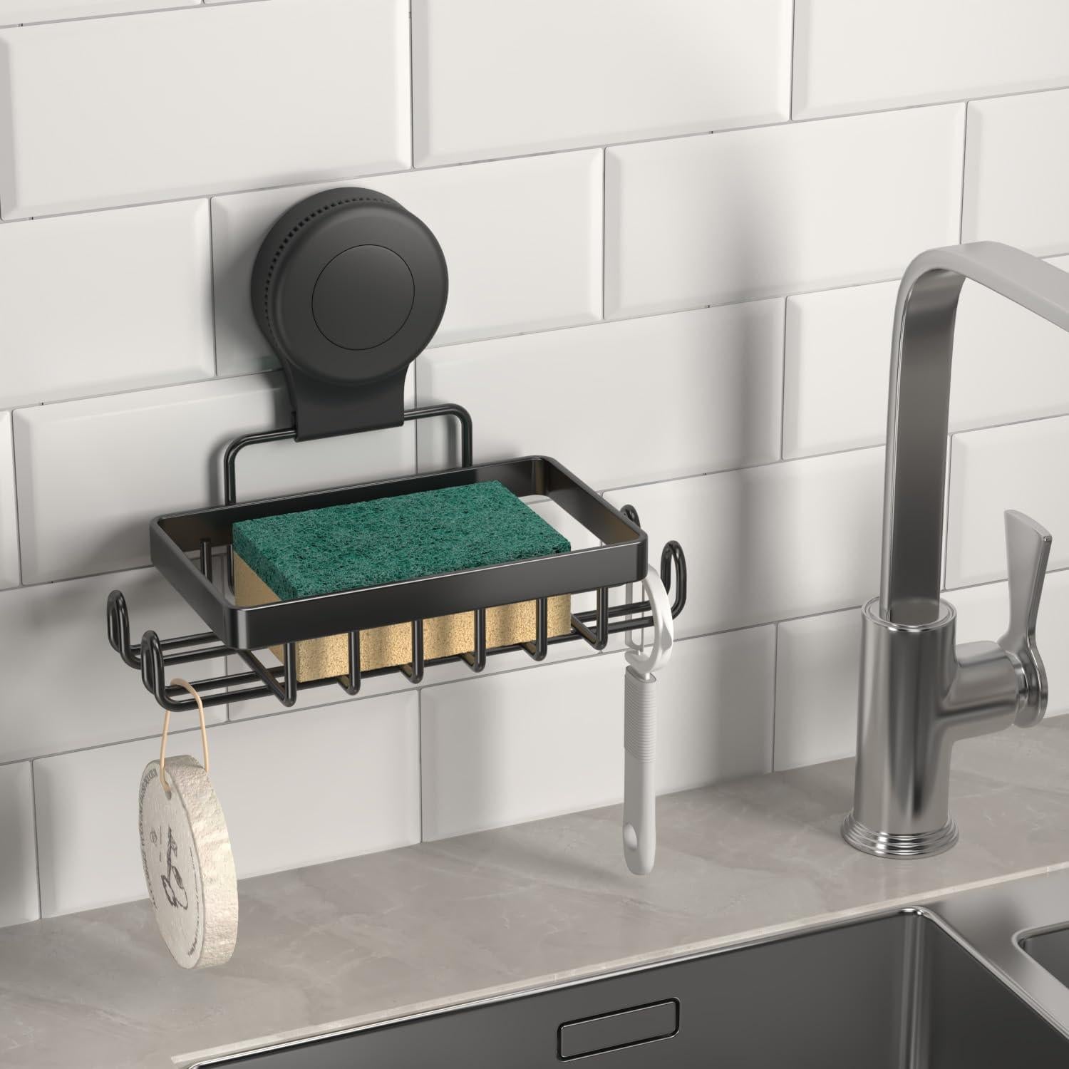 Soporte de Jabón con Ventosa Solidhouse Acero Inoxidable Negro