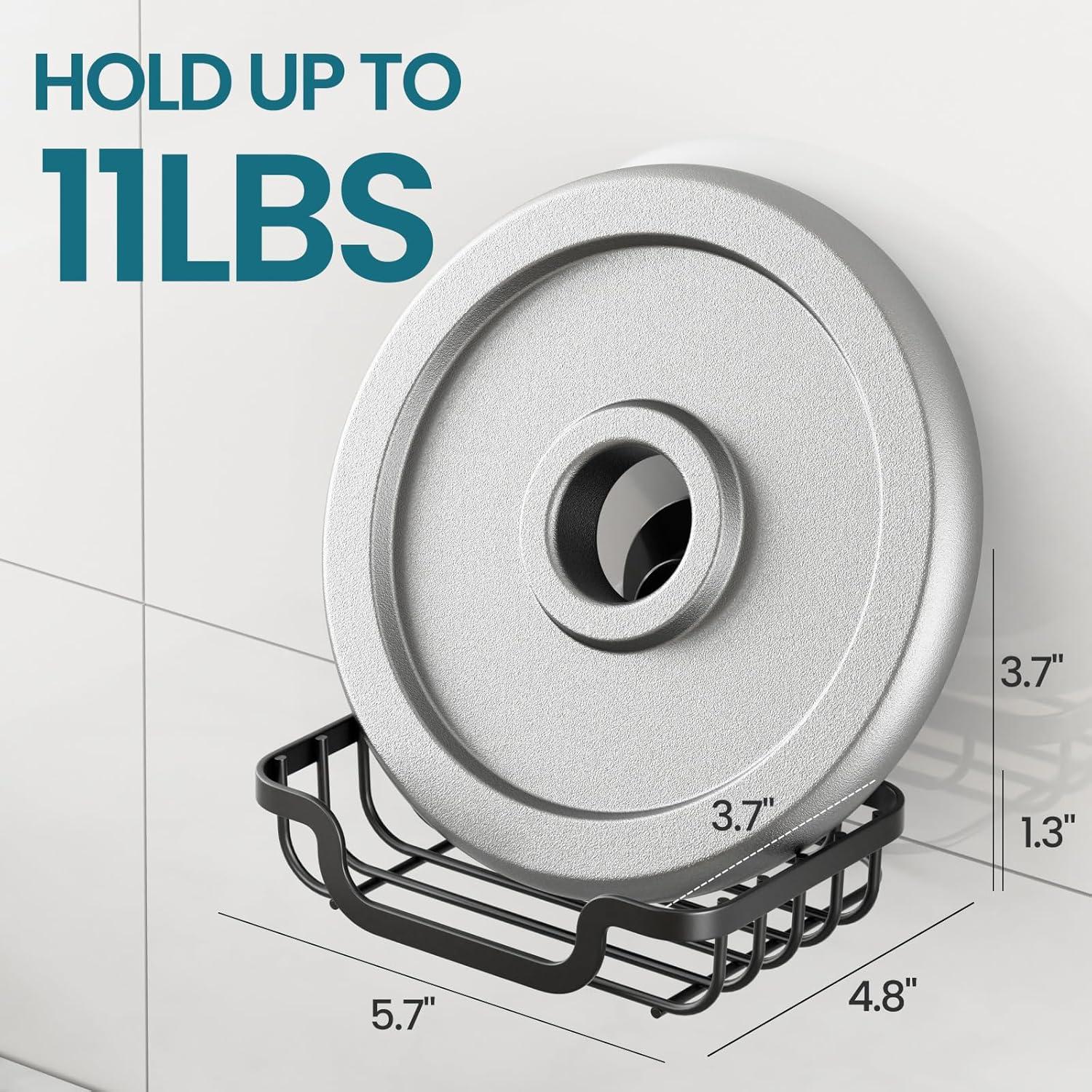 Soporte de Jabón TAILI con Ventosa Negro, Autodrenante, 1 Nivel