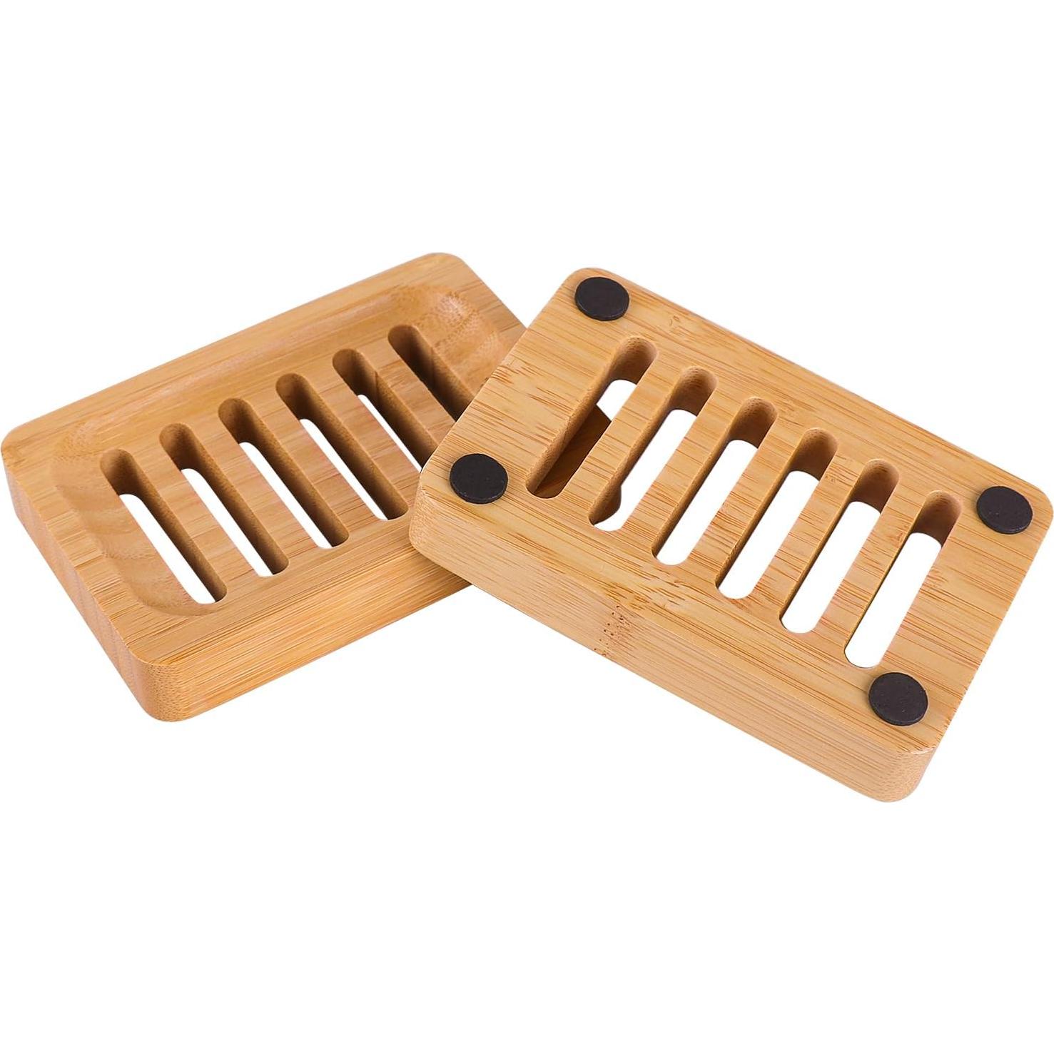 Soporte de Jabón de Bambú Antideslizante BONUMVITA - Paquete de 3