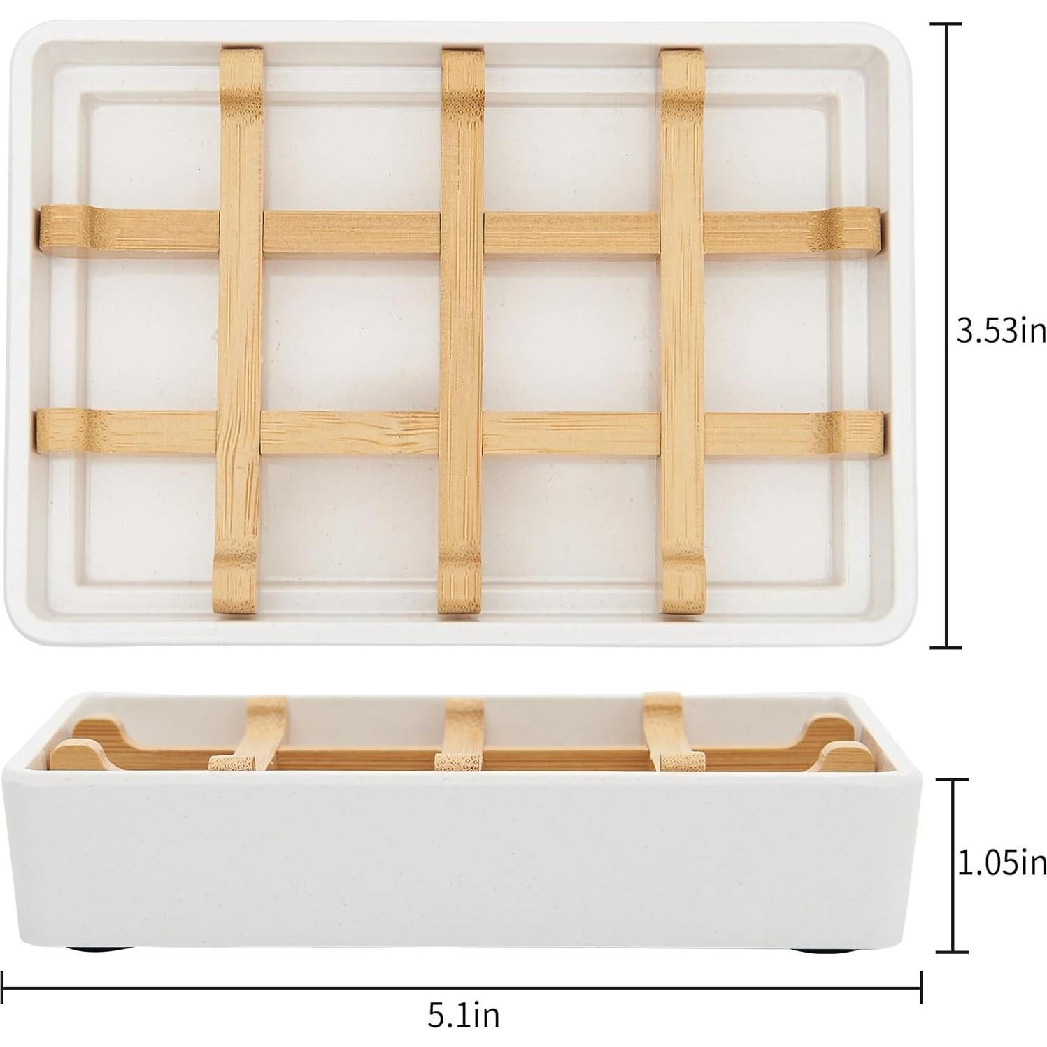 Plato de Jabón de Bambú Maqqet Cuadrado Blanco 13x9 cm