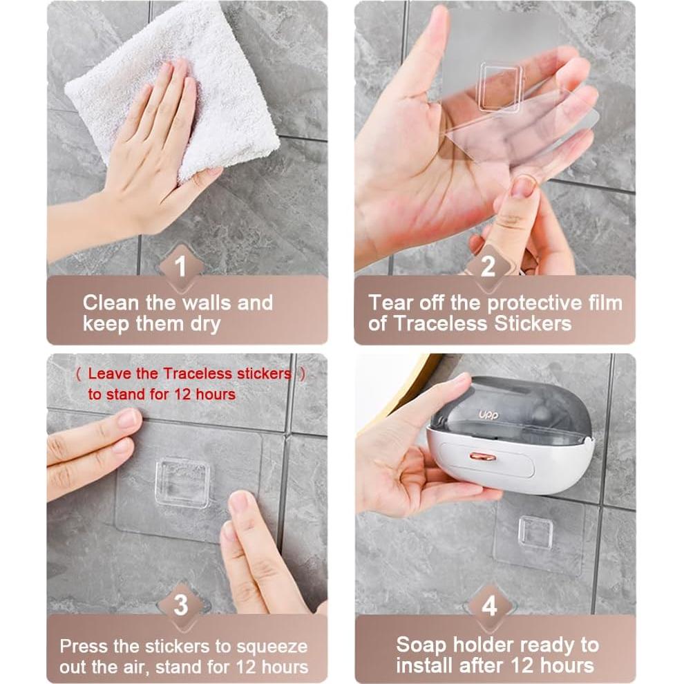 Soporte de Jabón Montado en la Pared NICAVKIT - 2 Piezas Blanco