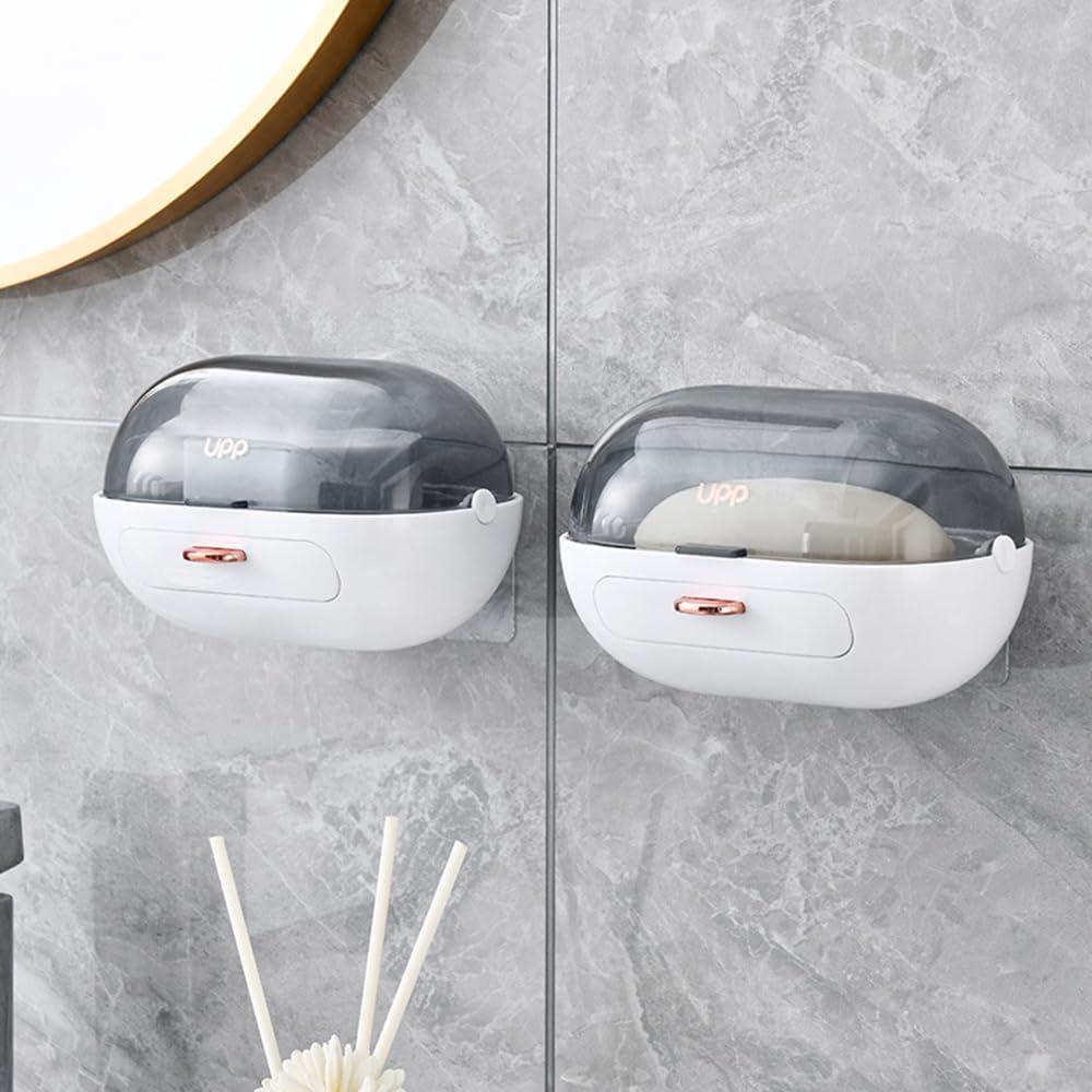 Soporte de Jabón Montado en la Pared NICAVKIT - 2 Piezas Blanco