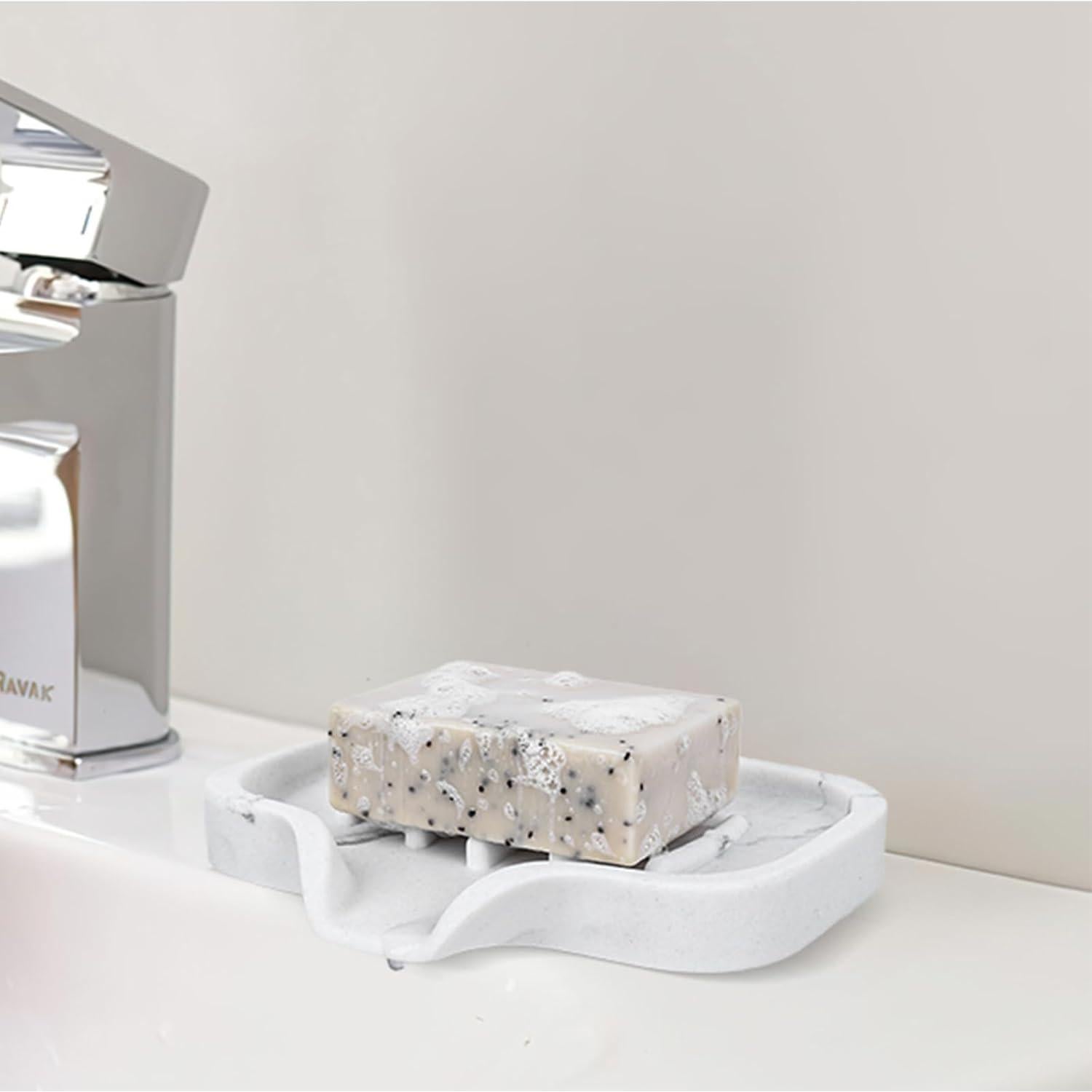 Jabonera Autodrenante AUGFRYZIAN Blanco Resina 13.5x11.4cm