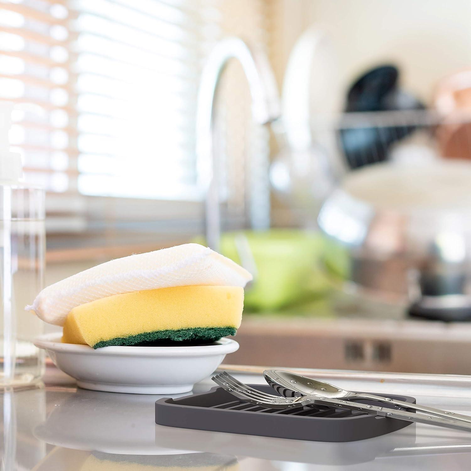 Soporte de Esponja de Silicona ZAPPOWARE Gris - 2 Piezas 15x11 cm