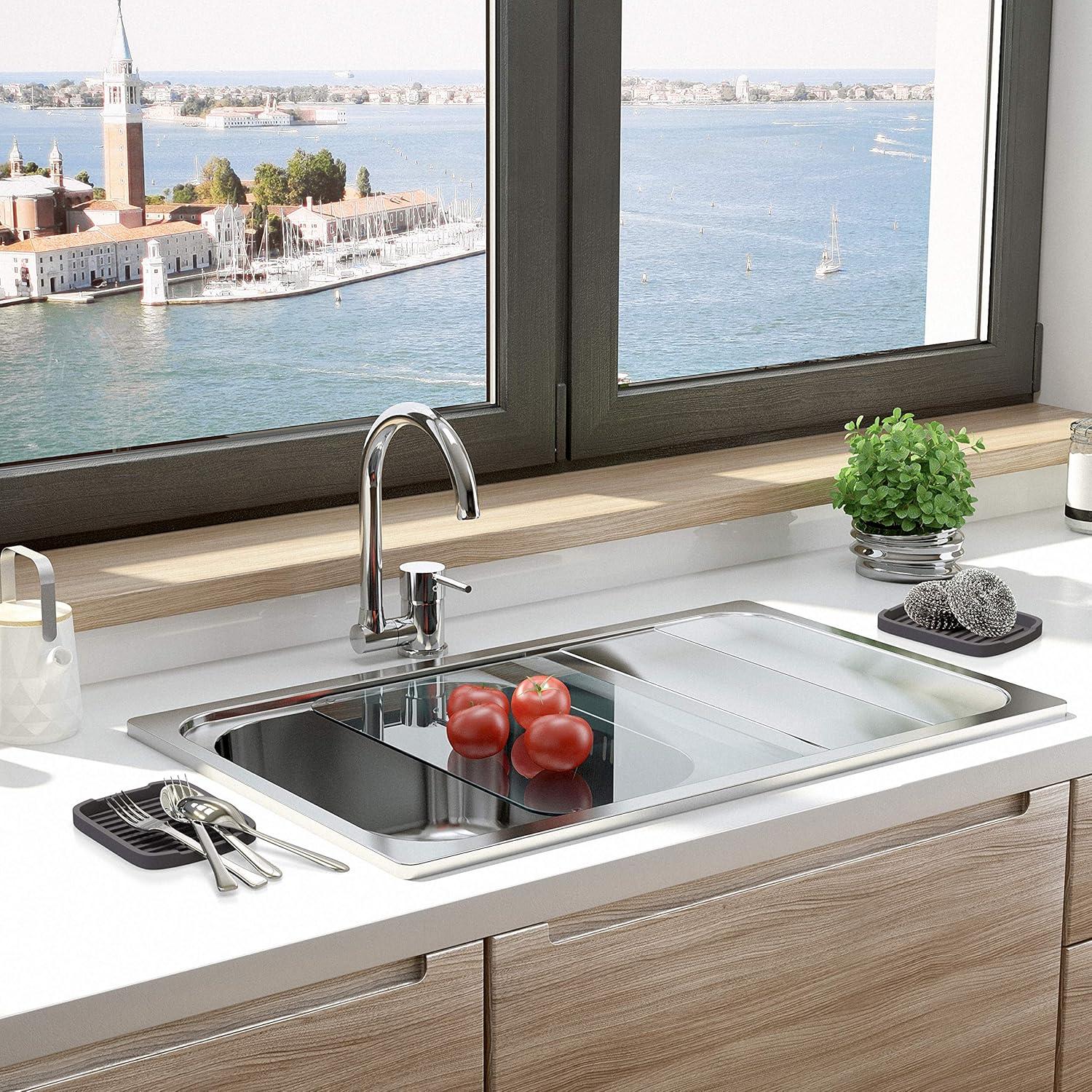 Soporte de Esponja de Silicona ZAPPOWARE Gris - 2 Piezas 15x11 cm