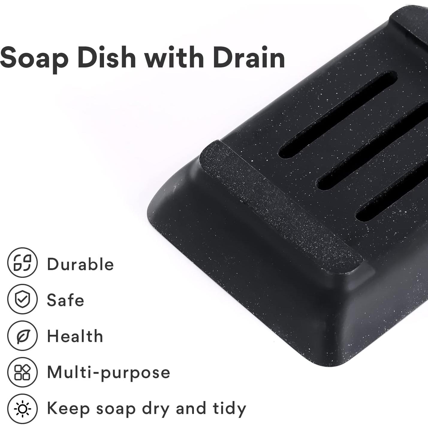 Soporte de Jabón con Drenaje Automático Aimou Negro 12.7x7.6 cm