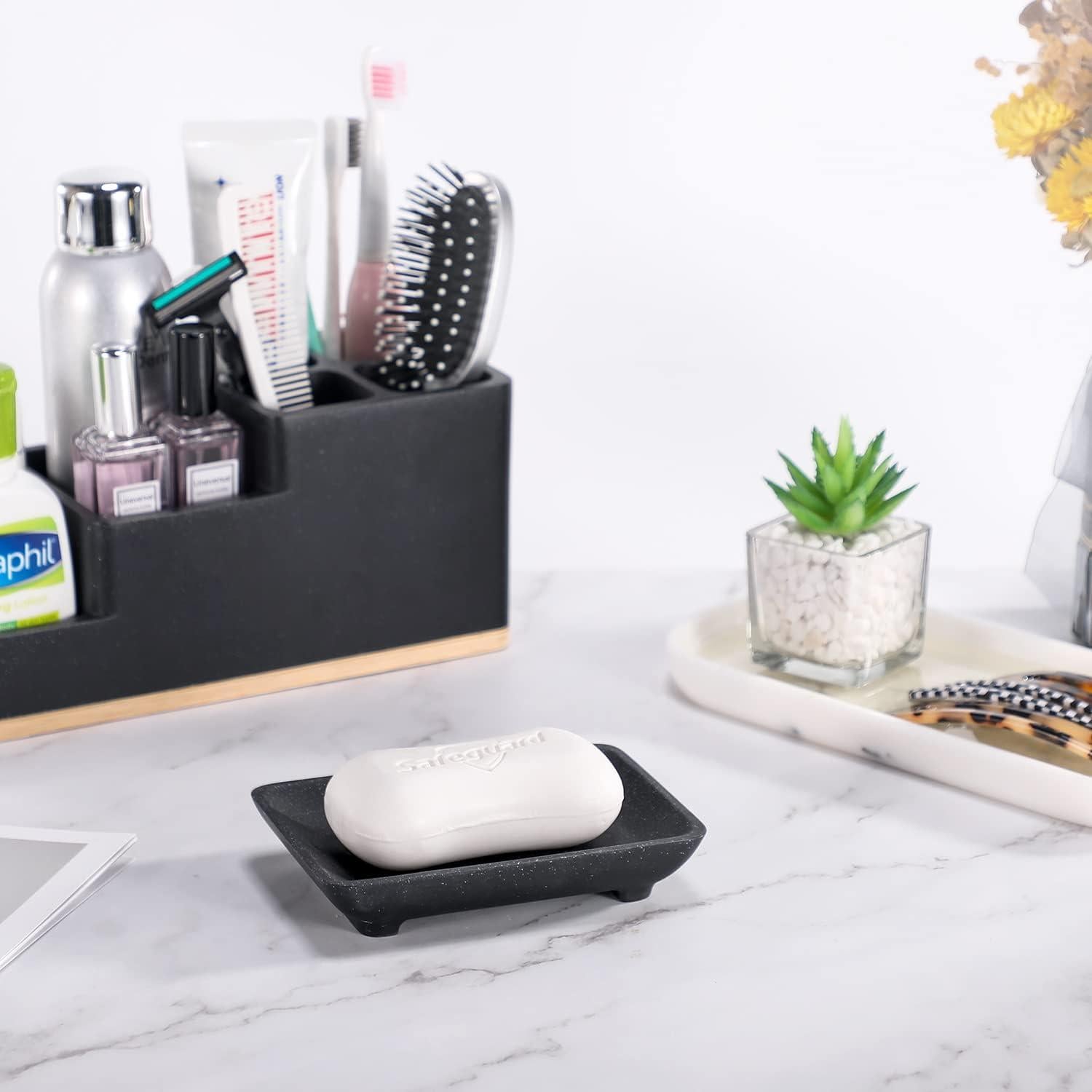 Soporte de Jabón con Drenaje Automático Aimou Negro 12.7x7.6 cm