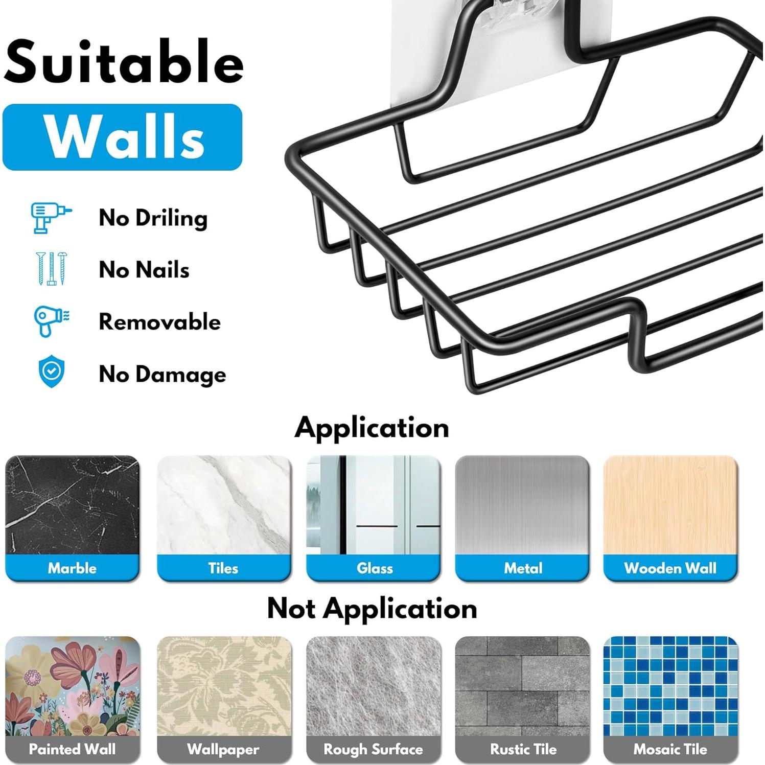 Soporte para Jabón Rainspire Negro Acero Inoxidable 304